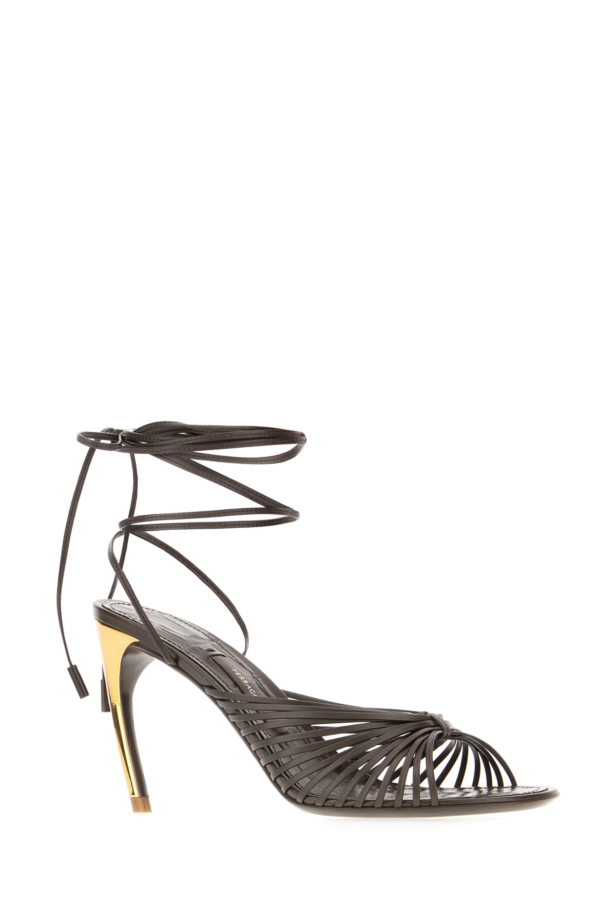 Shop Ferragamo Chocolate Leather Sandals In Testa Di Moro