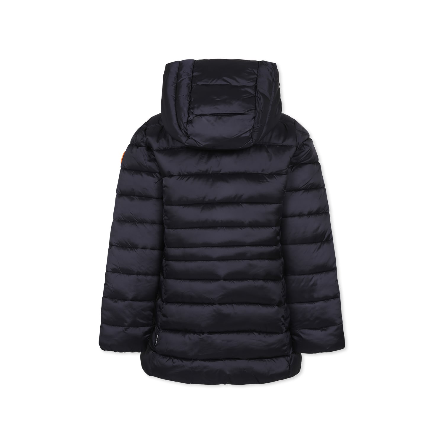 Save The Duck Black Down Jacket For Boy With Logo In Black