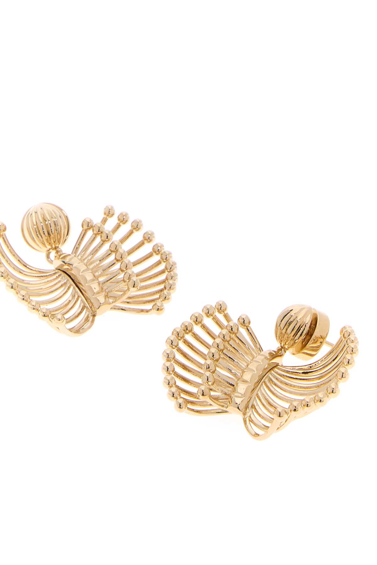 Miu Miu Intricate Gold Metal Earrings Design In Gold