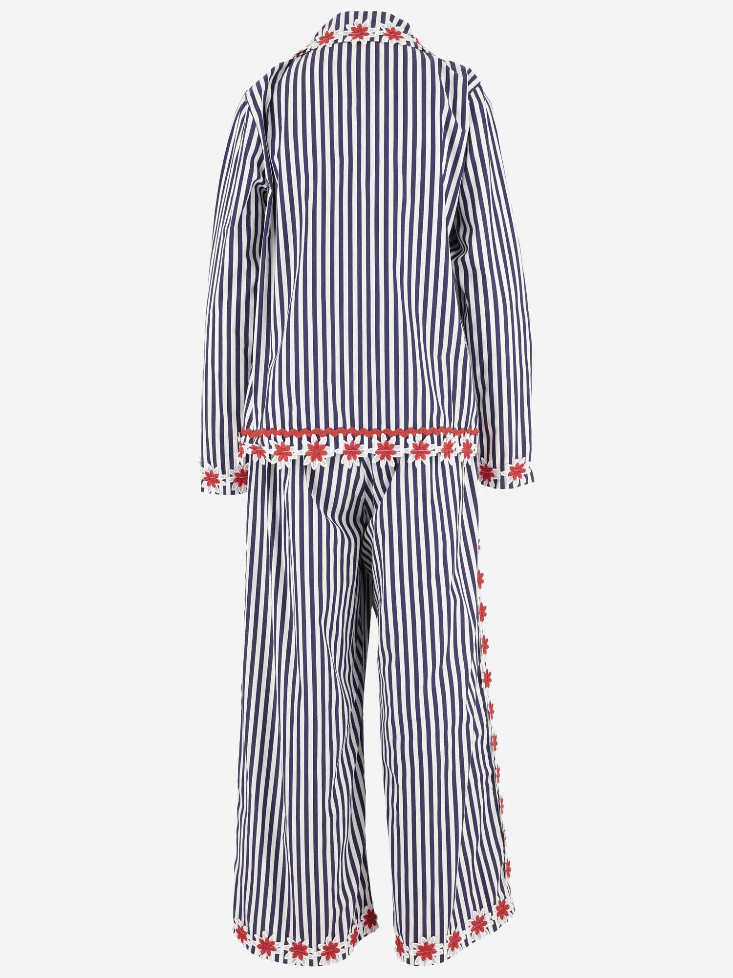 Shop Flora Sardalos Cotton Suit With Striped Pattern In Red