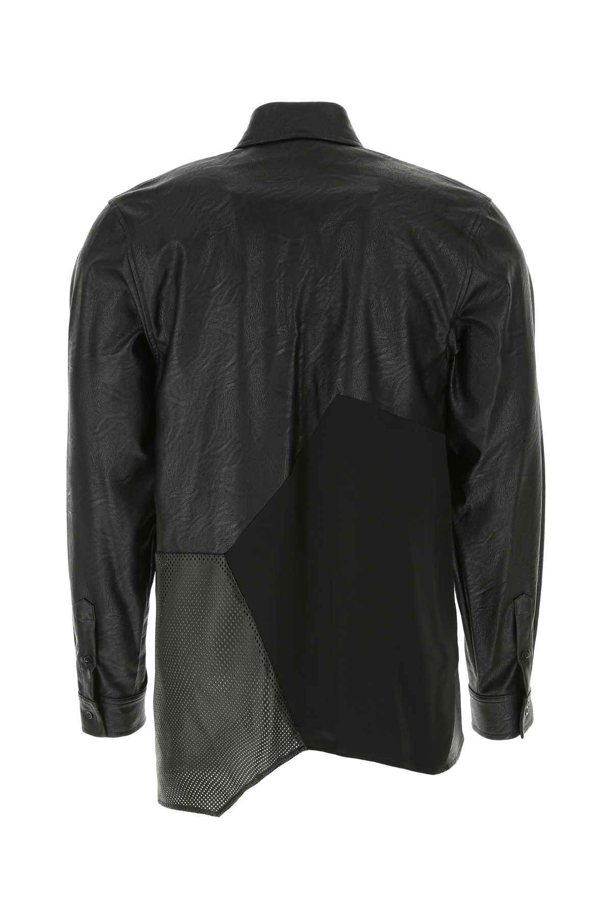 Koché Black Synthetic Leather And Satin Shirt In 900