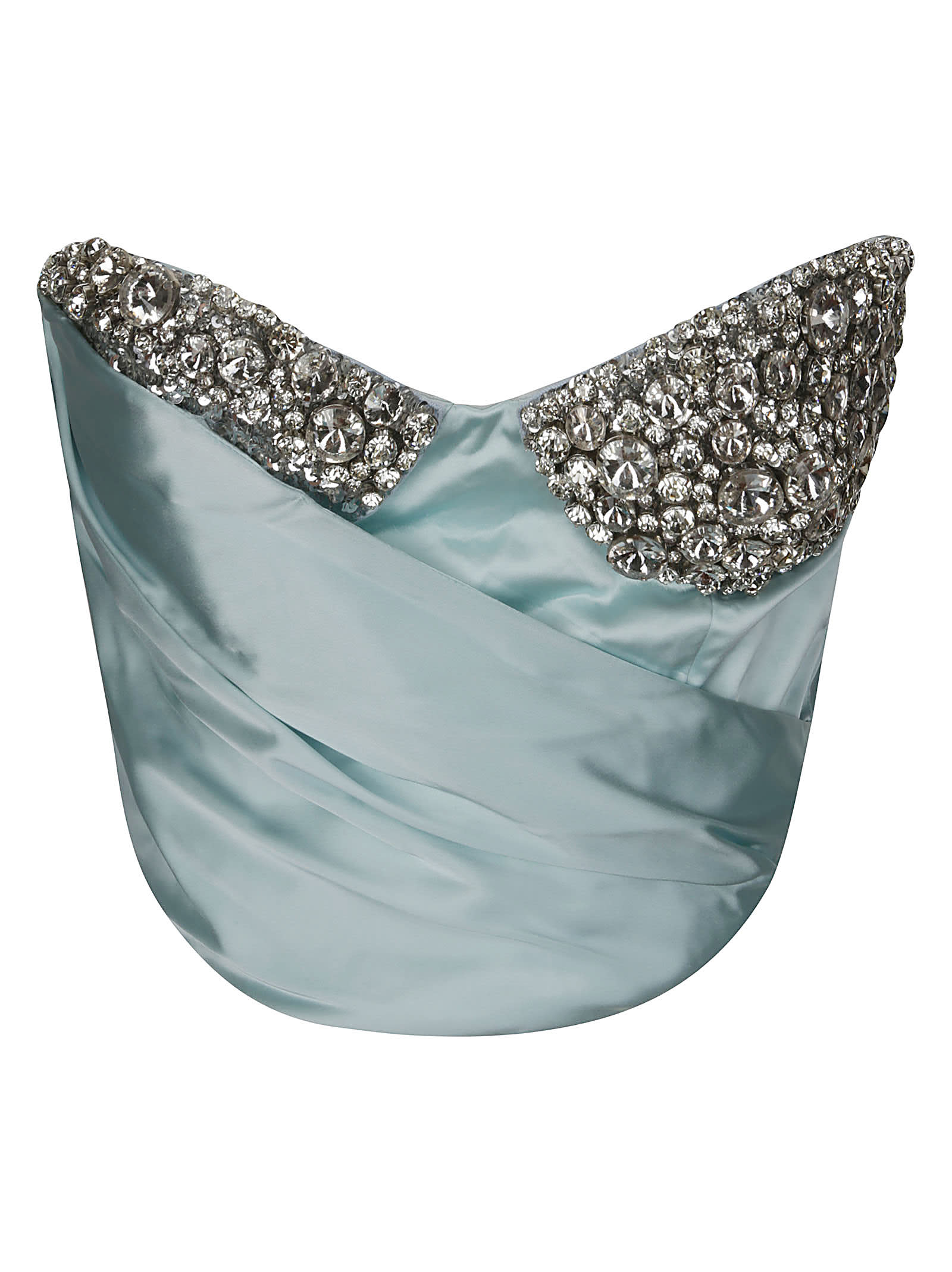 Area Embroidered Crystal Cup Drapped Bustier In Iceblue
