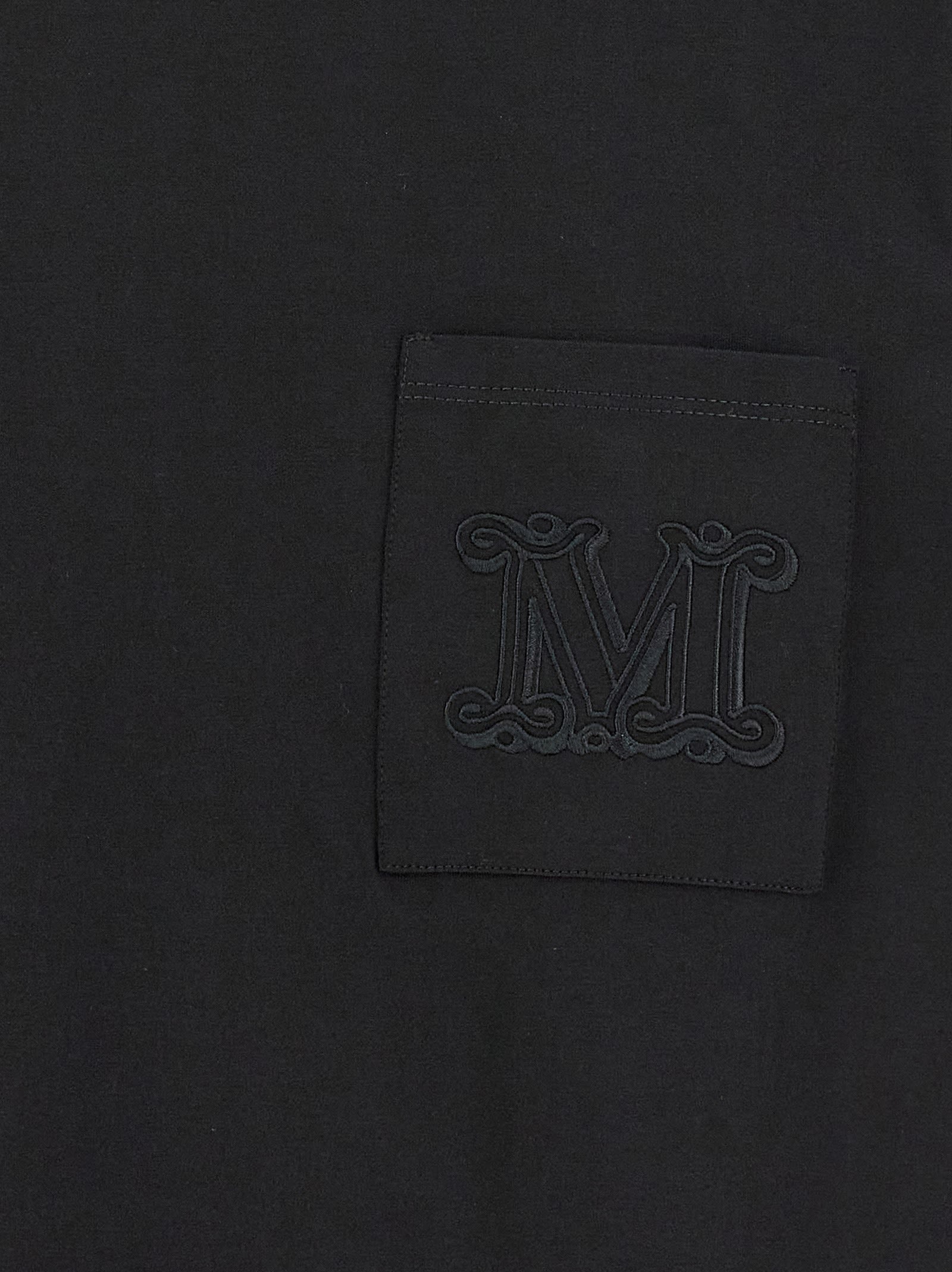 Max Mara Papaia Logo Cotton T-shirt In Black