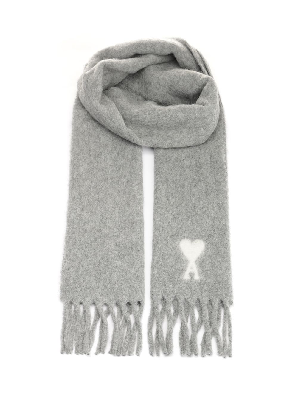 Ami Alexandre Mattiussi Ami Paris Women Ami De Coeur Wool Scarf In Gray