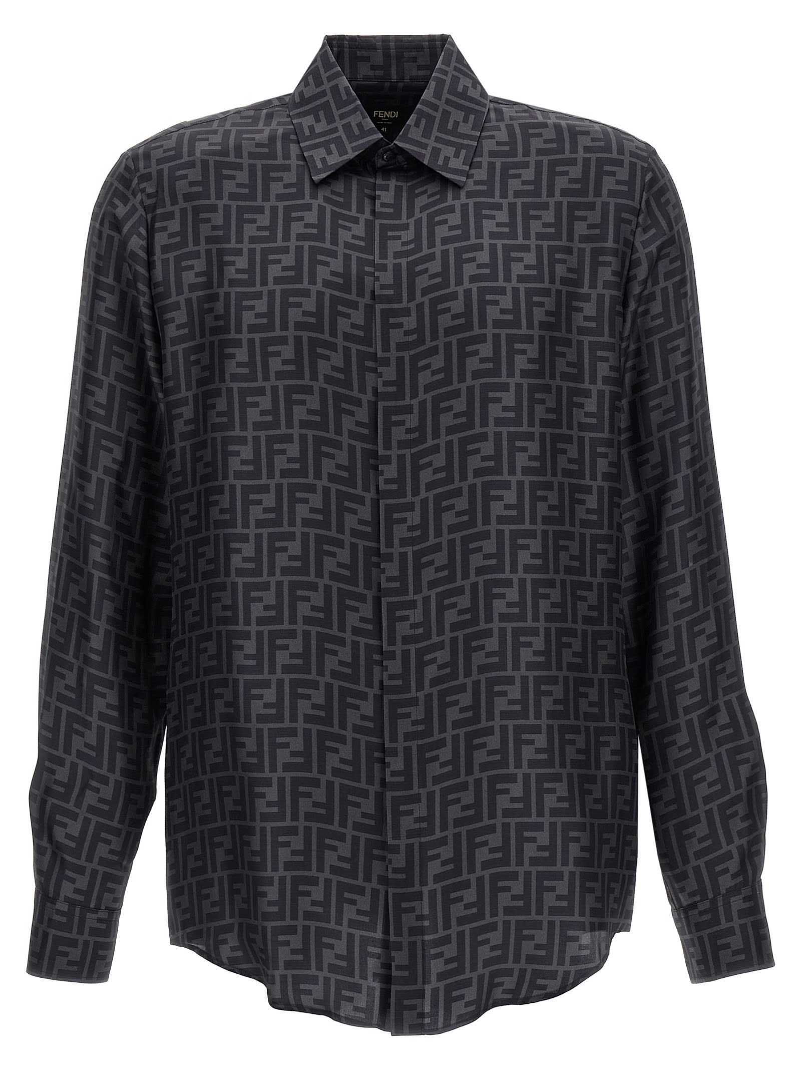 Shop Fendi Ff Shirt In Gray