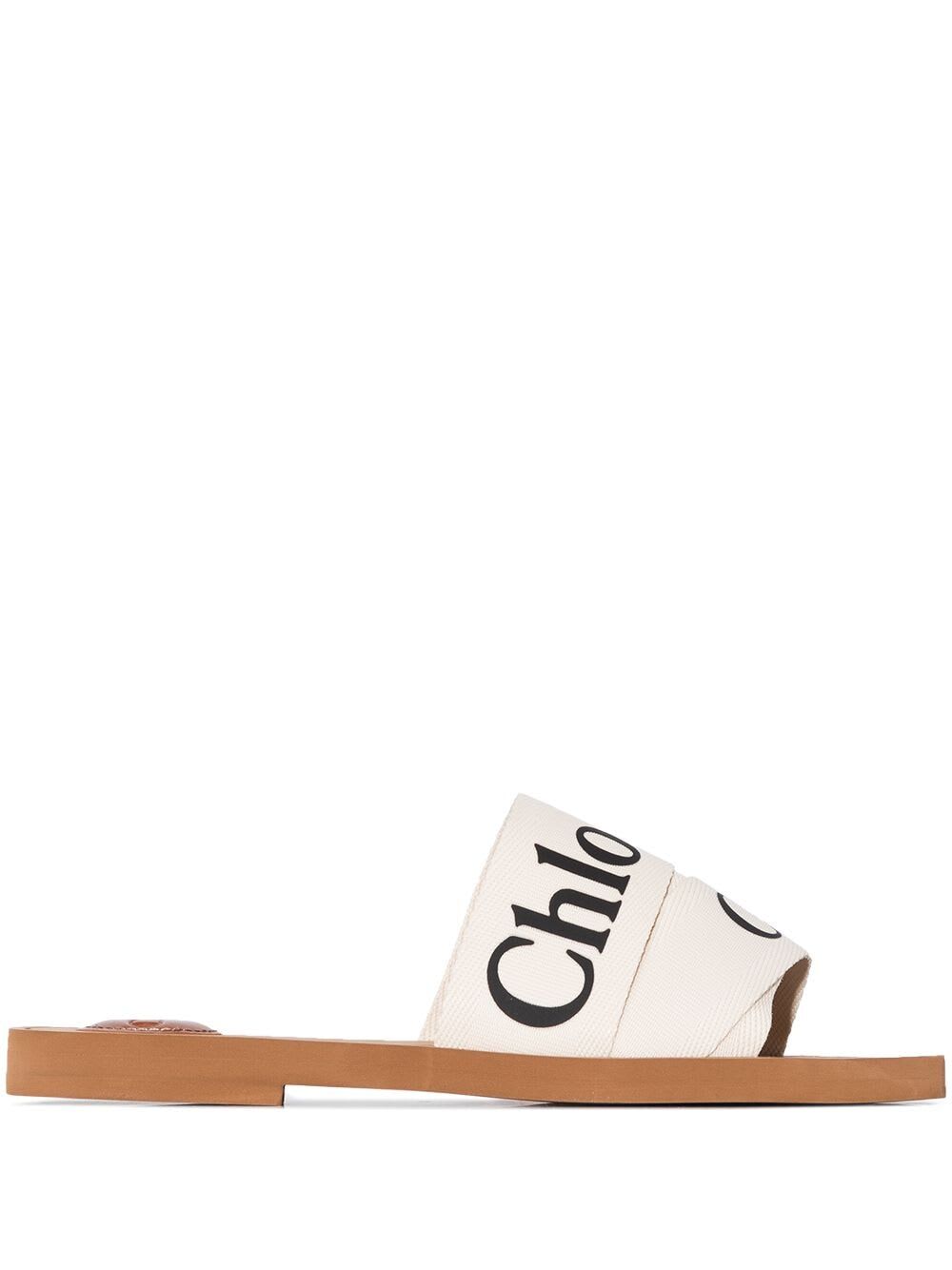 Shop Chloé Woody Sandal In White