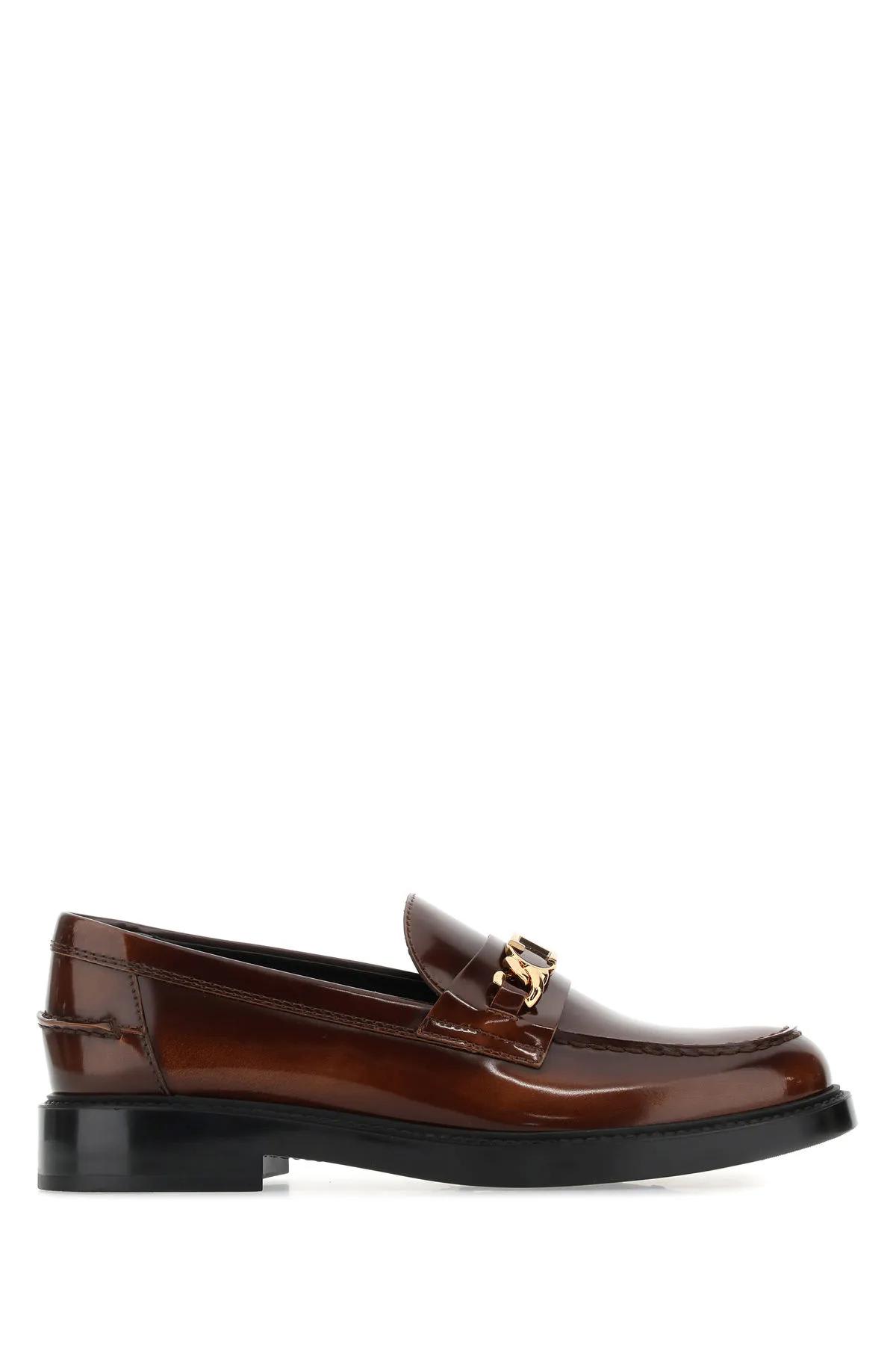 Shop Tod's Logo Plaque Slip-on Loafers In Brown