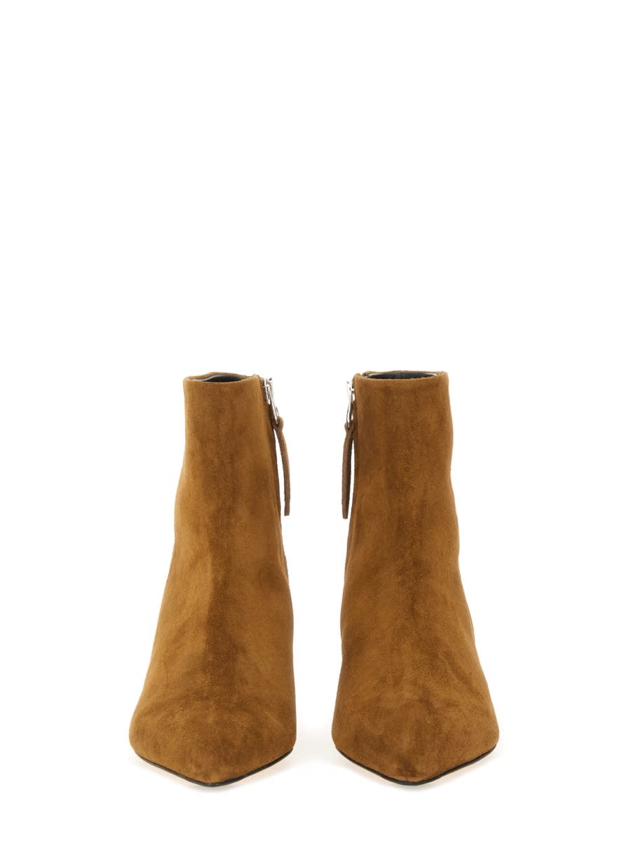 Aeyde Suede Kitten Heel Pointed Toe Boots In Brown