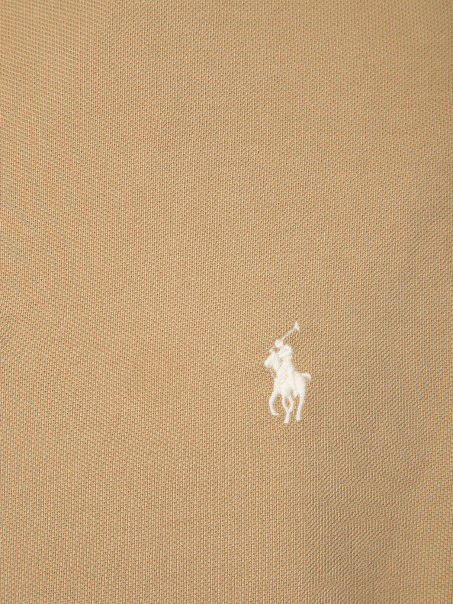 Polo Ralph Lauren Short Sleeve Polo With Contrast Logo In Medium Beige