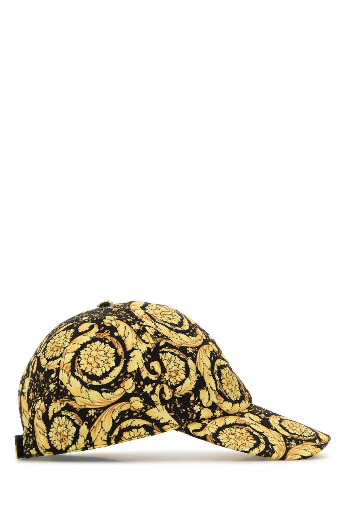 Versace Men Printed Polyester Baseball Cap In Blackgold
