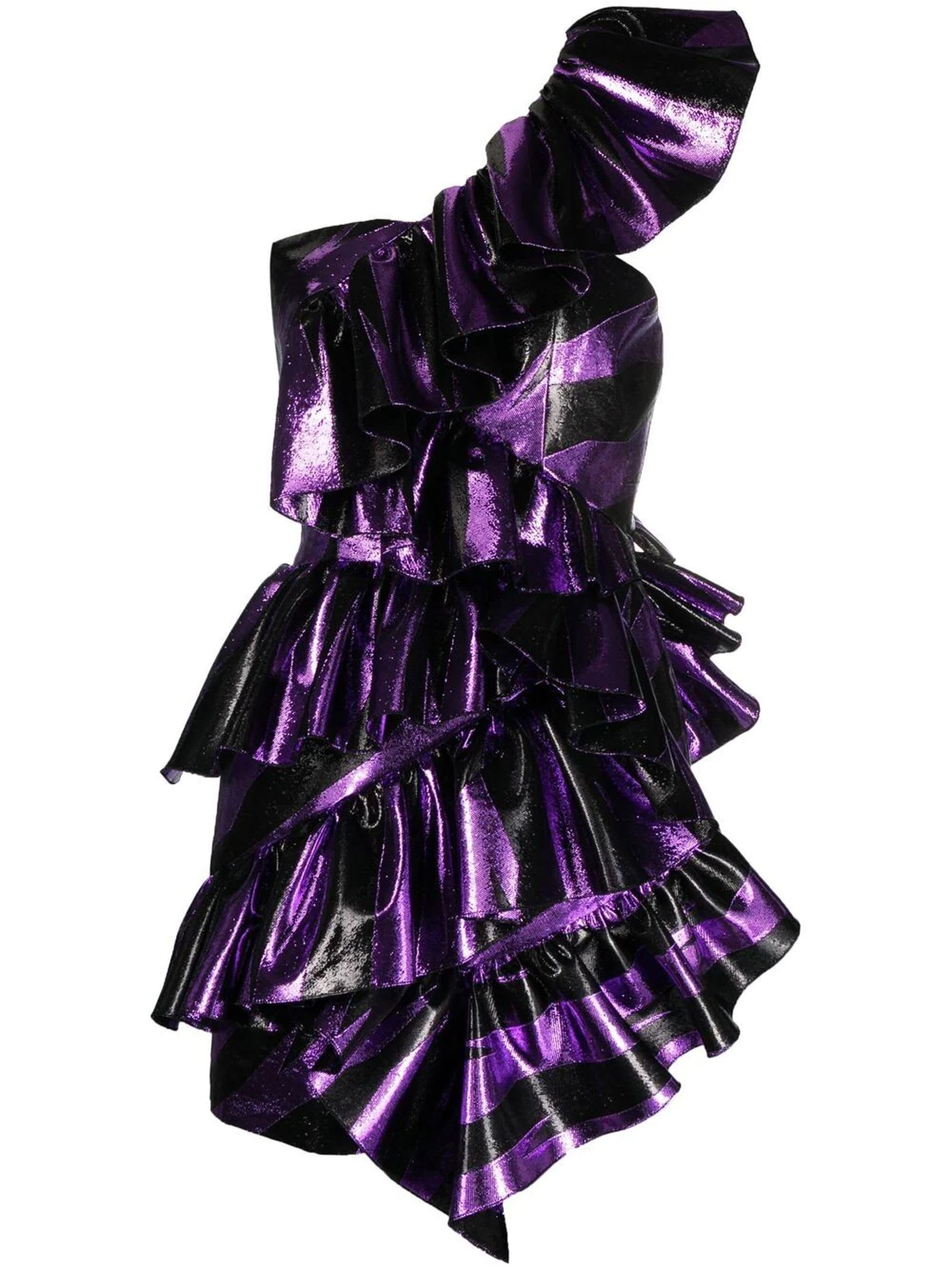 Alexandre Vauthier Violet Purple And Black Mini Dress