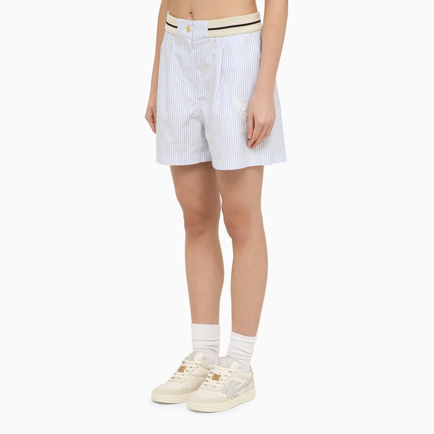 Shop Palm Angels White\/blue Striped Cotton Boxer Shorts In Celeste