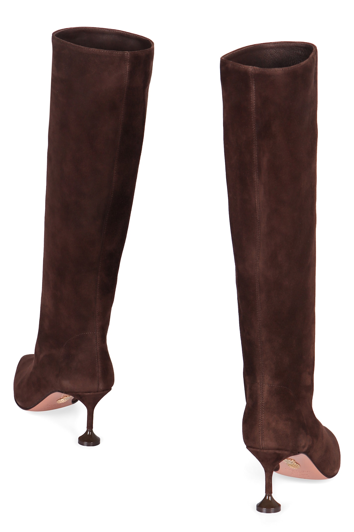 Aquazzura Brown Boots With High Stiletto Heel In Suede Woman In Brown