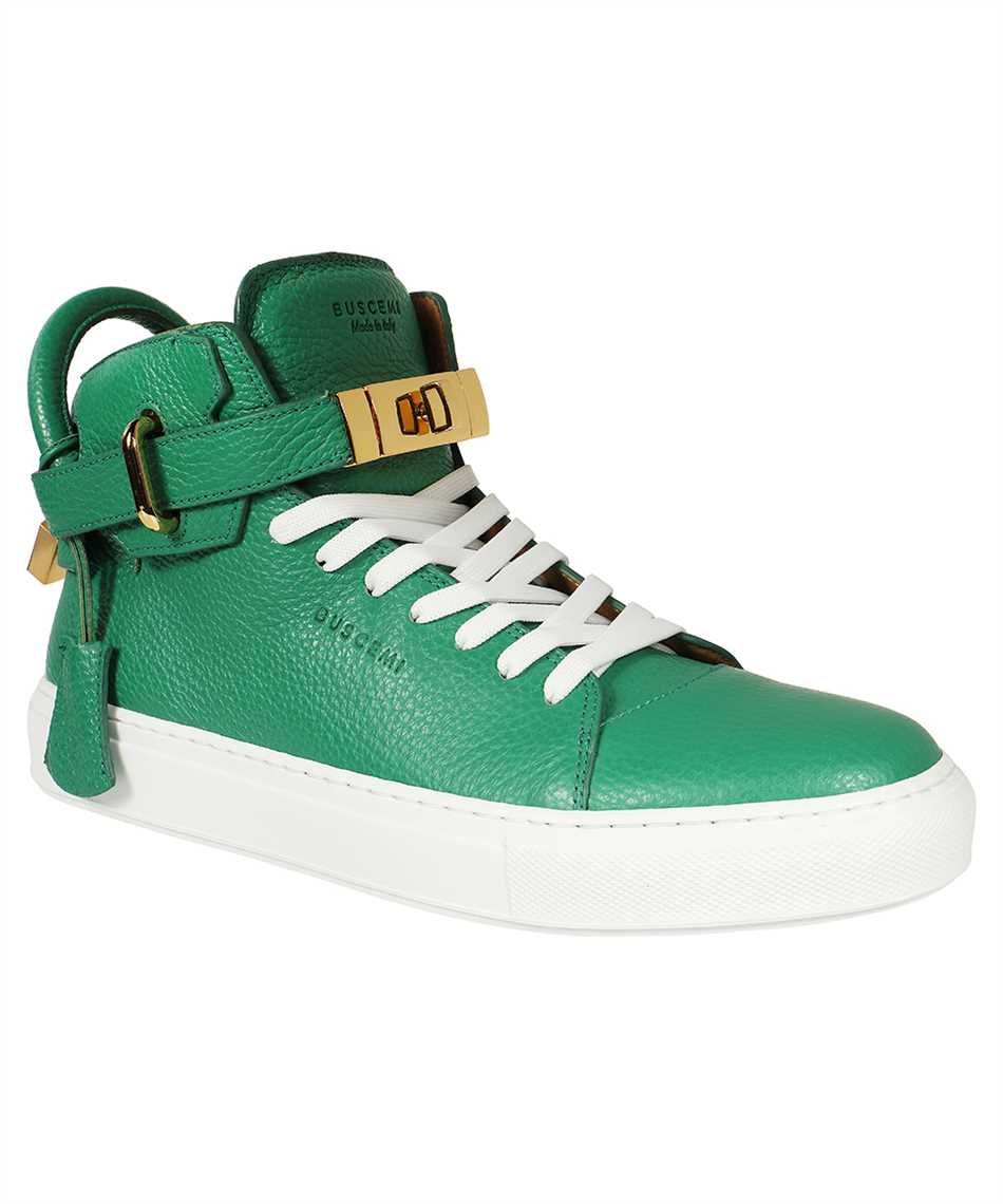 Shop Buscemi Leather High-top Sneakers In Green