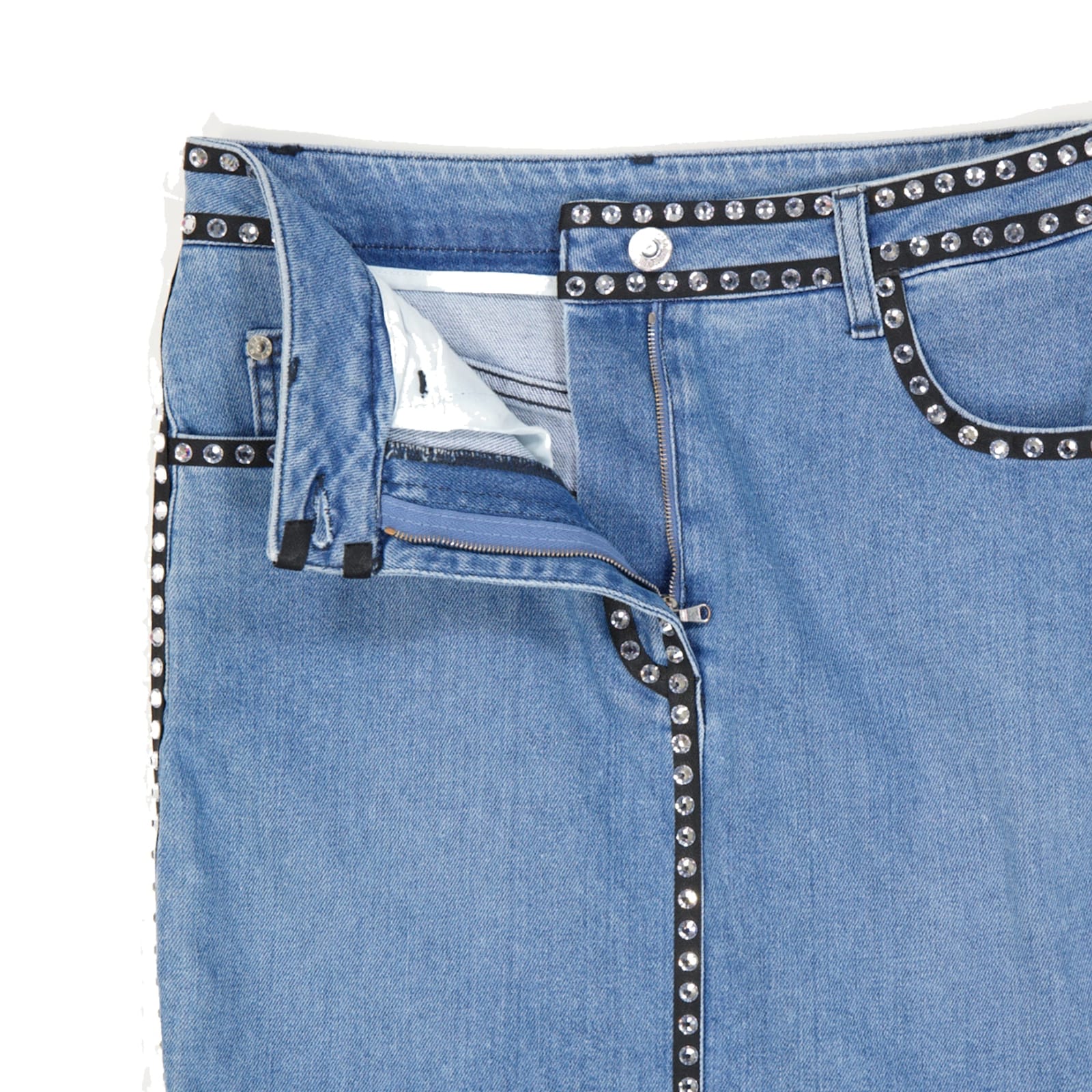 Moschino Ladies Cotton Denim Mini Skirt In Blue