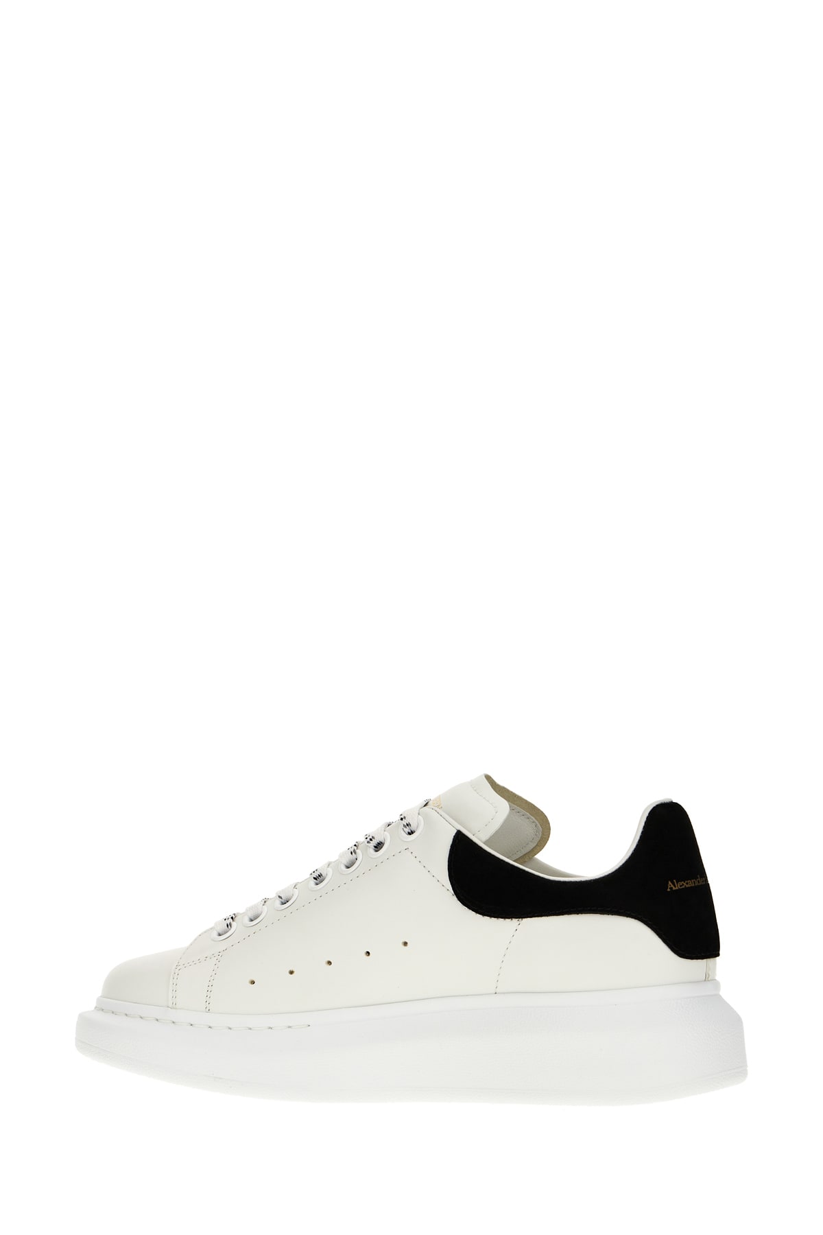 Alexander Mcqueen Oversized Sneakers In Leather With Contrasting Heel Tab In Black
