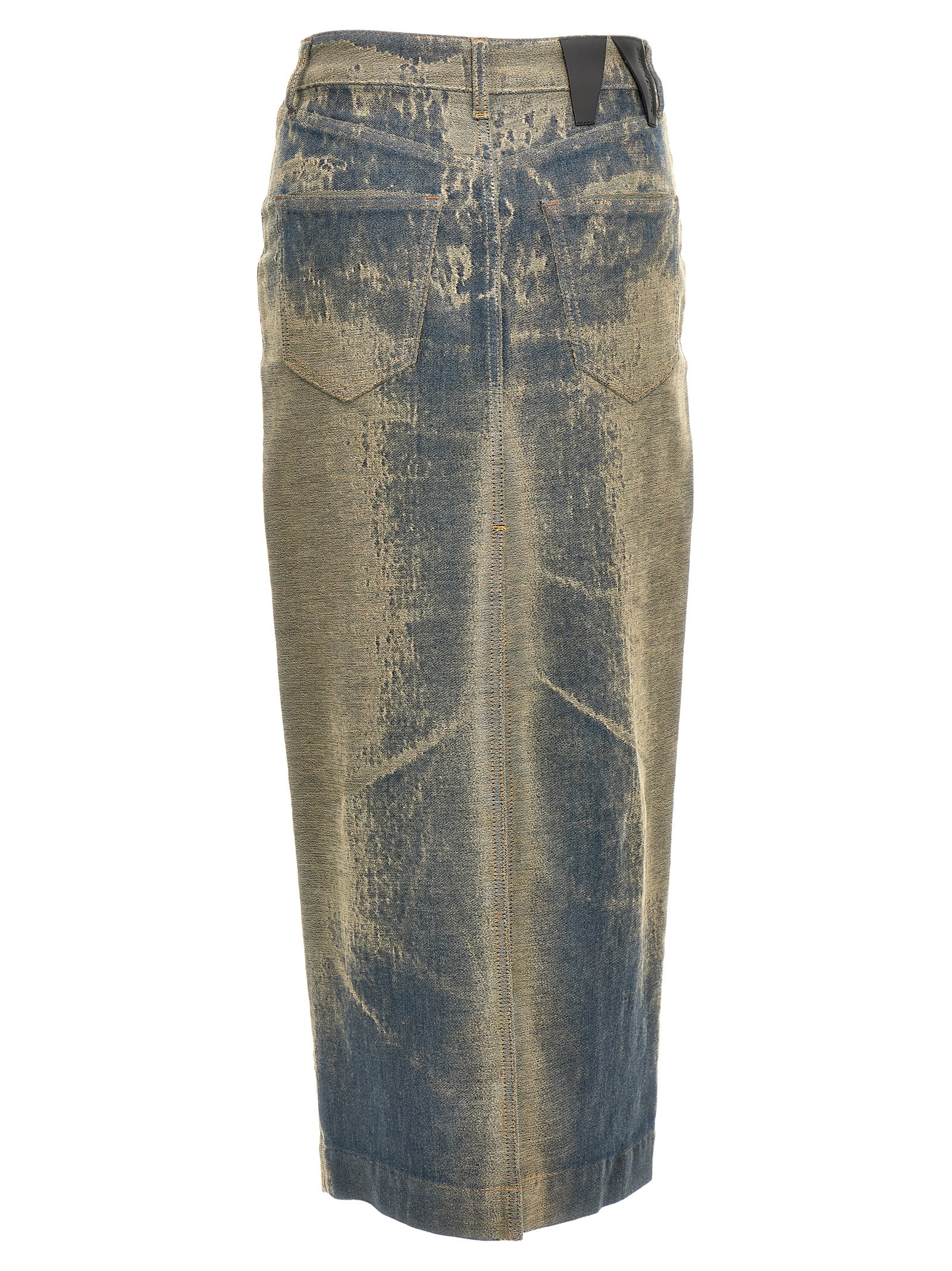 Darkpark Elasticated Denim Half-length Skirt In Blue