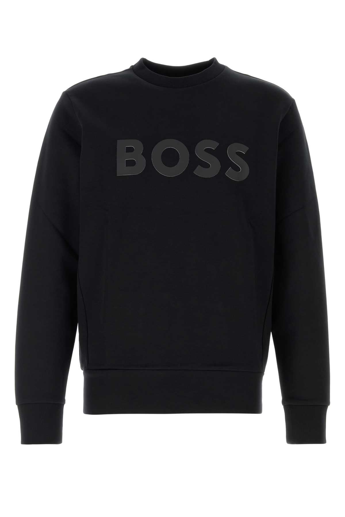 Black Stretch Cotton Sweatshirt