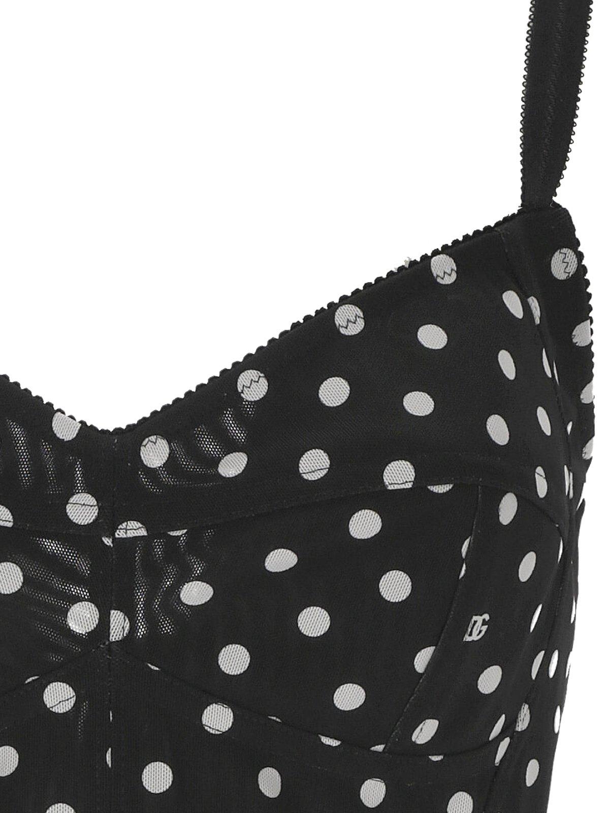 Shop Dolce & Gabbana Polka-dot Marquisette Corset Top In Black