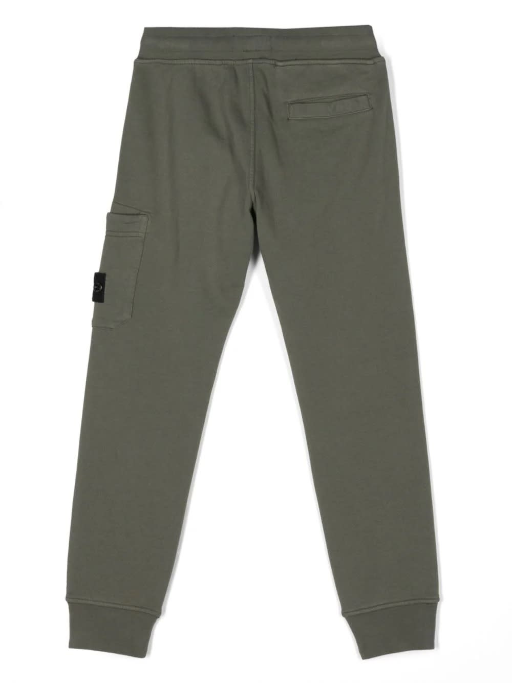 Shop Stone Island Junior Olive Green Joggers With Logo Patch