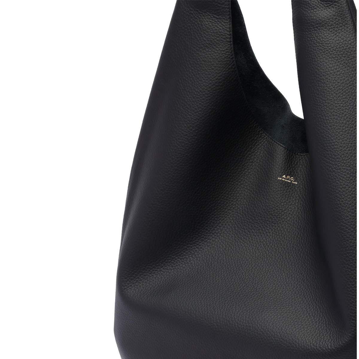 Apc A.p.c. Timeless Calf Leather Shoulder Bag With Subtle Gold Accents