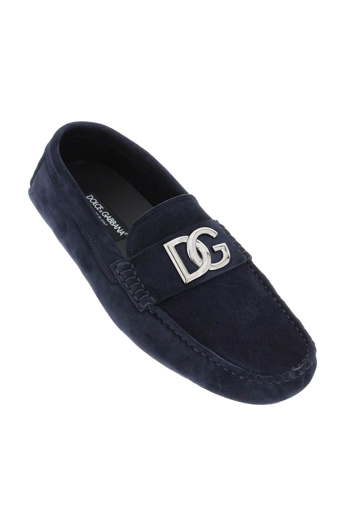 Shop Dolce & Gabbana Suede Drivers In Blue