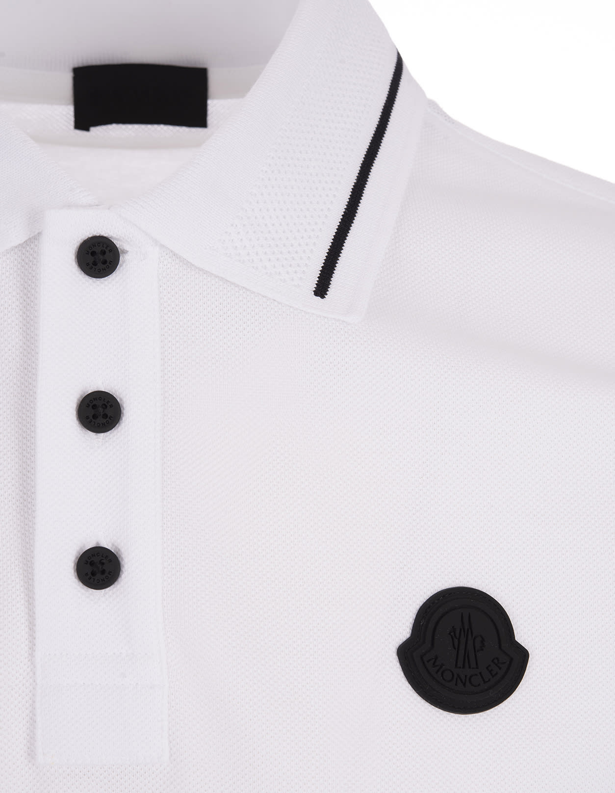 Shop Moncler White Short-sleeved Polo With Embroidered Logo