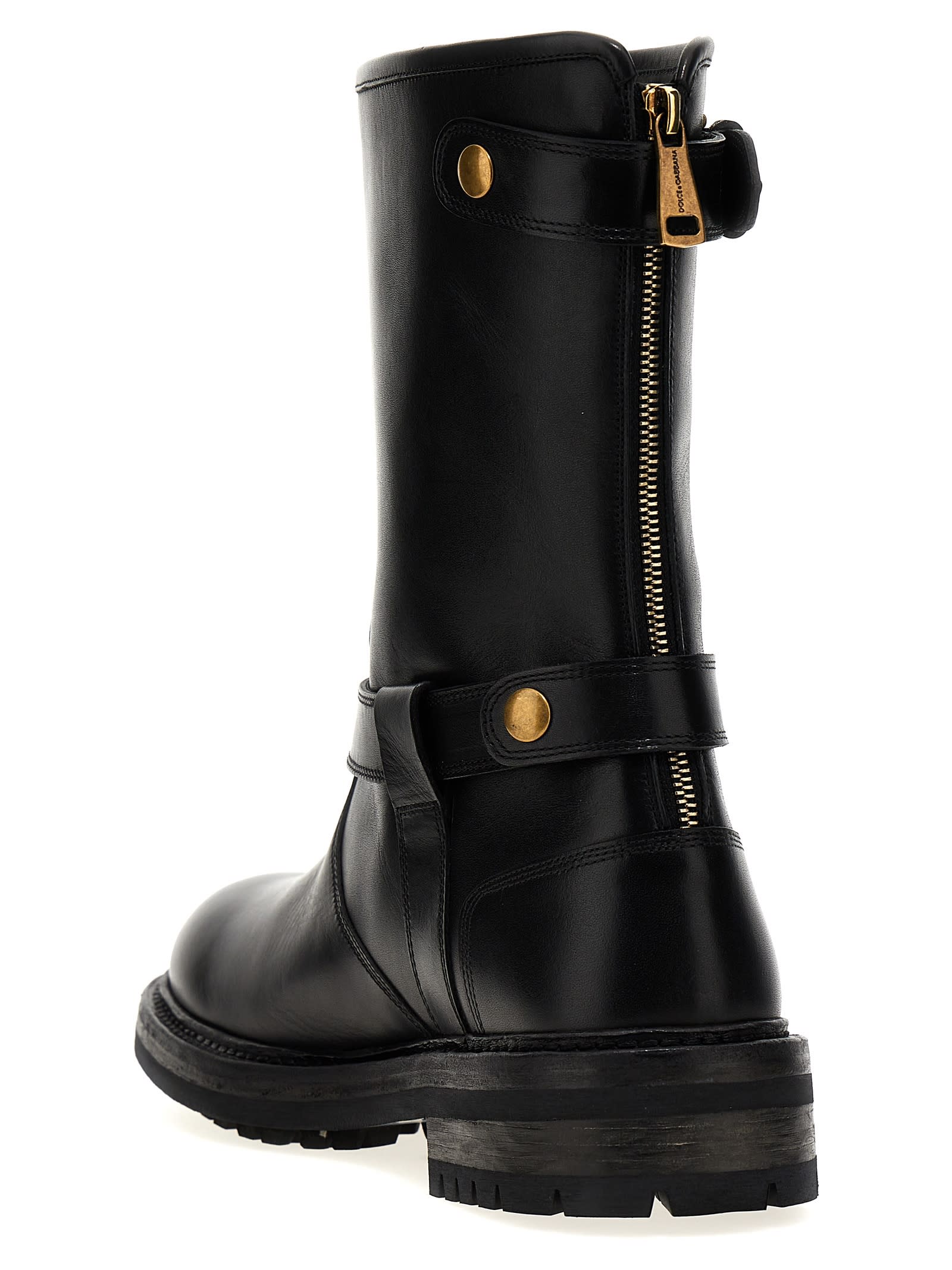 Shop Dolce & Gabbana Leather Boots In Black