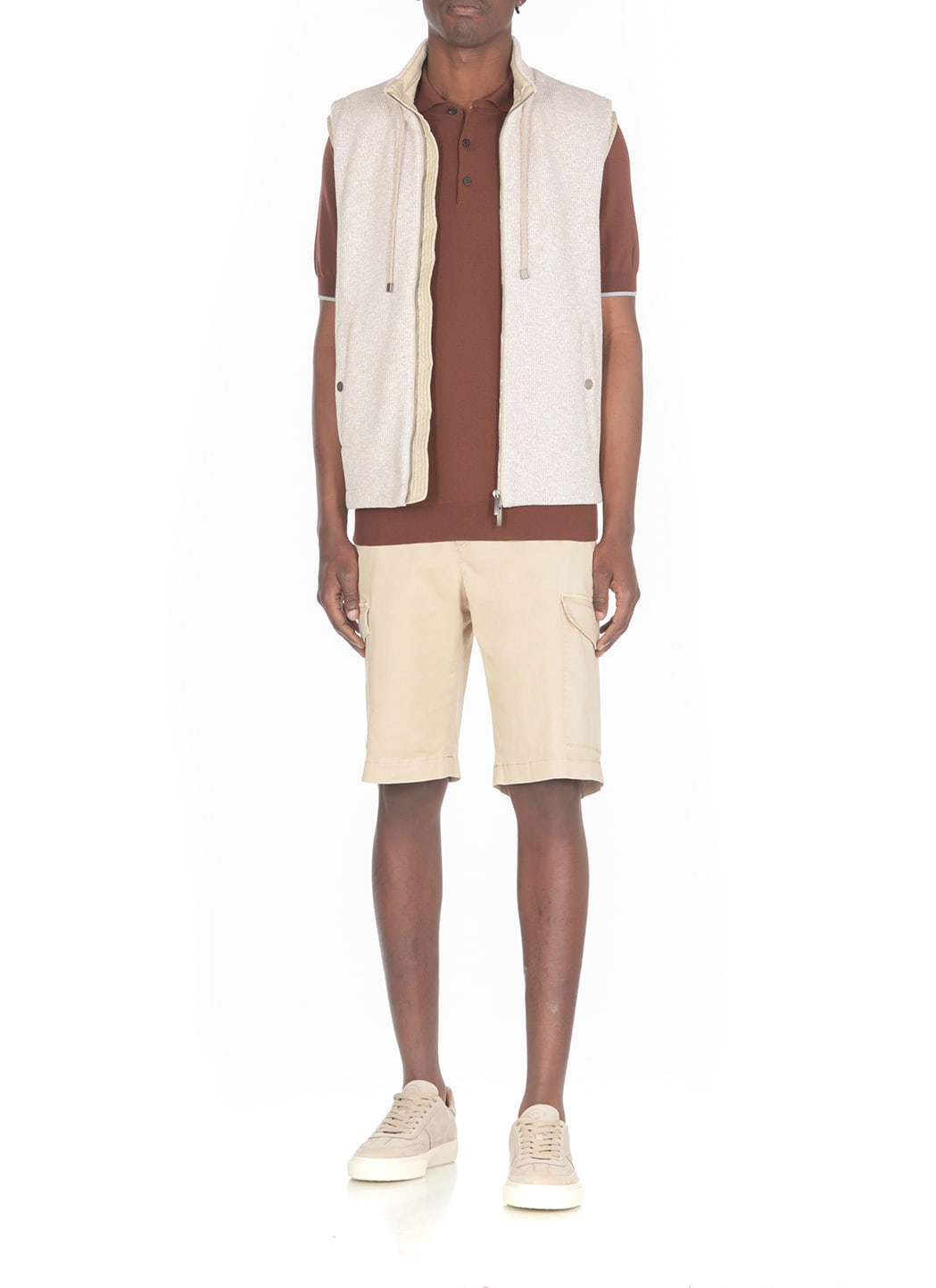 Shop Peserico Cotton Gilet In Beige