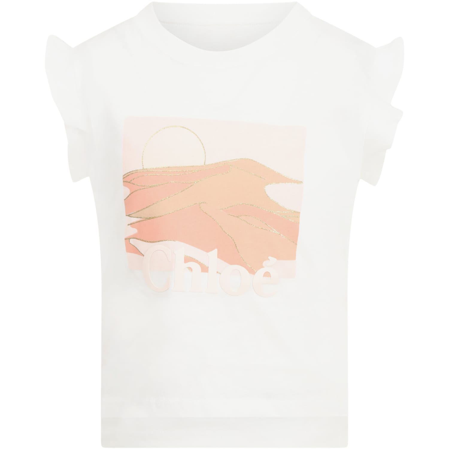 Chloé White T-shirt For Girl With Logo