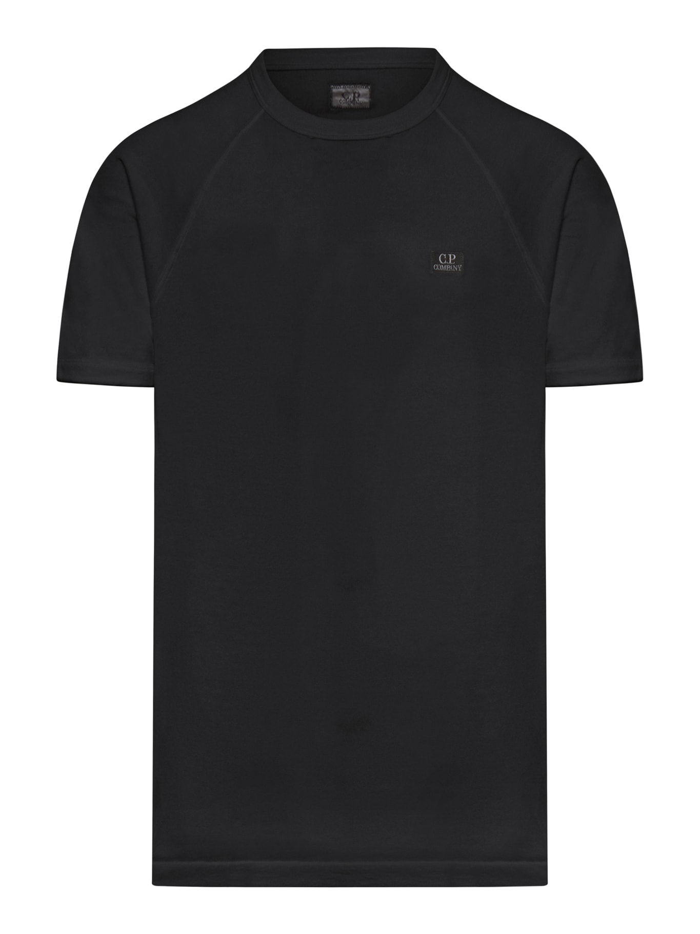 Shop C.p. Company 30/1 Sponge Fleece Short Sleeved Sweatshirt In Black