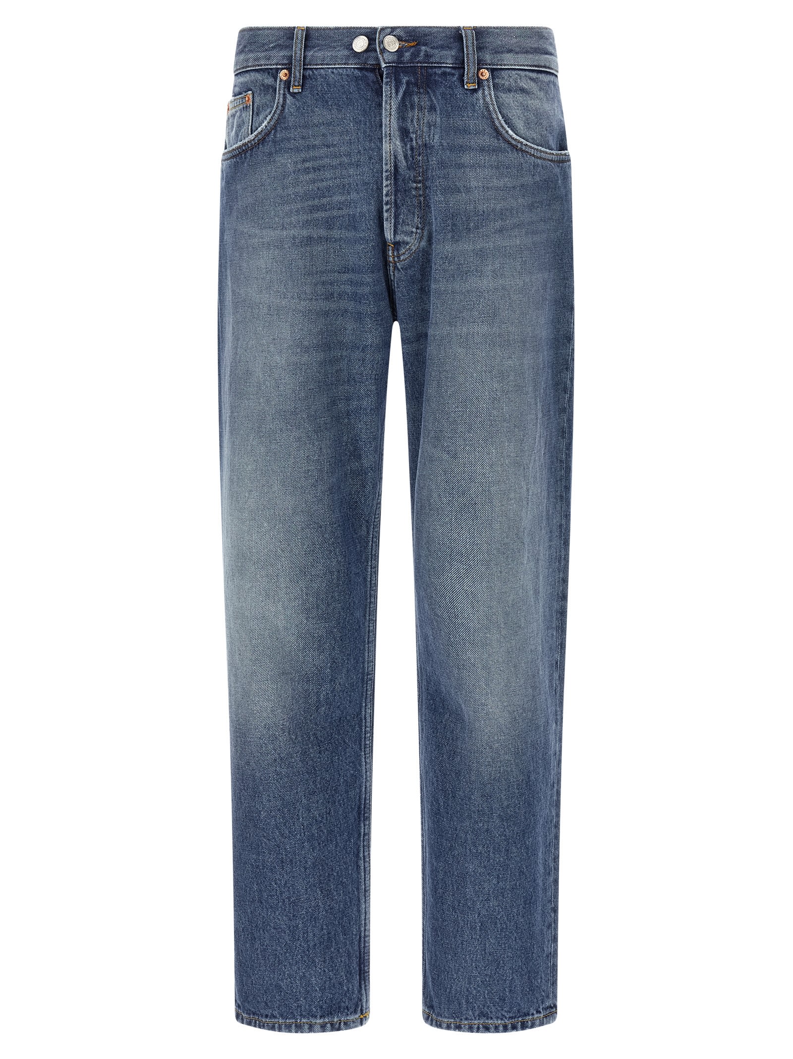 Department Five Straight Leg Stonewashed Denim Jeans With Classic Fit In Blue