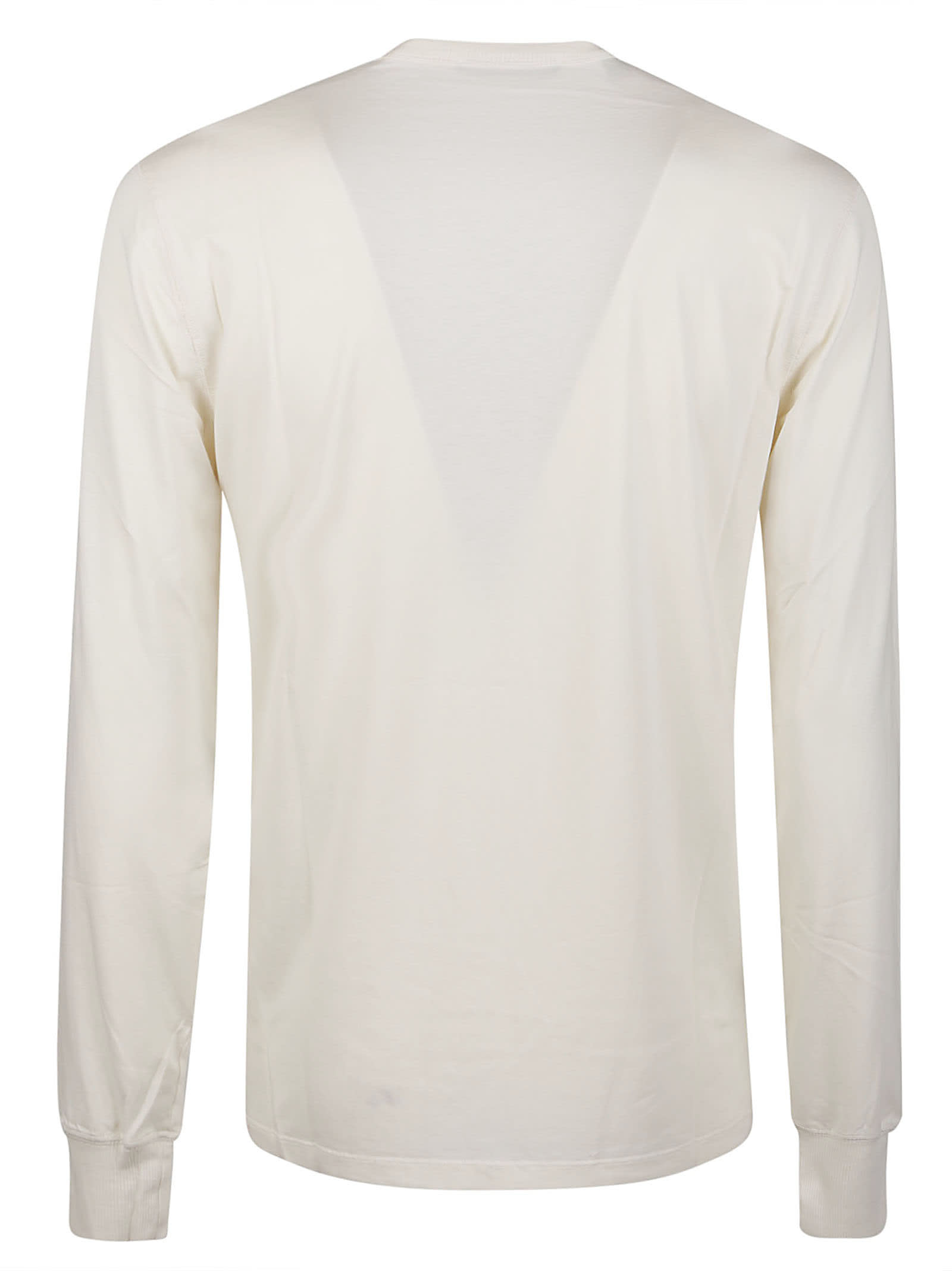 Shop Tom Ford Henley Long Sleeve Buttoned T-shirt In Ecru