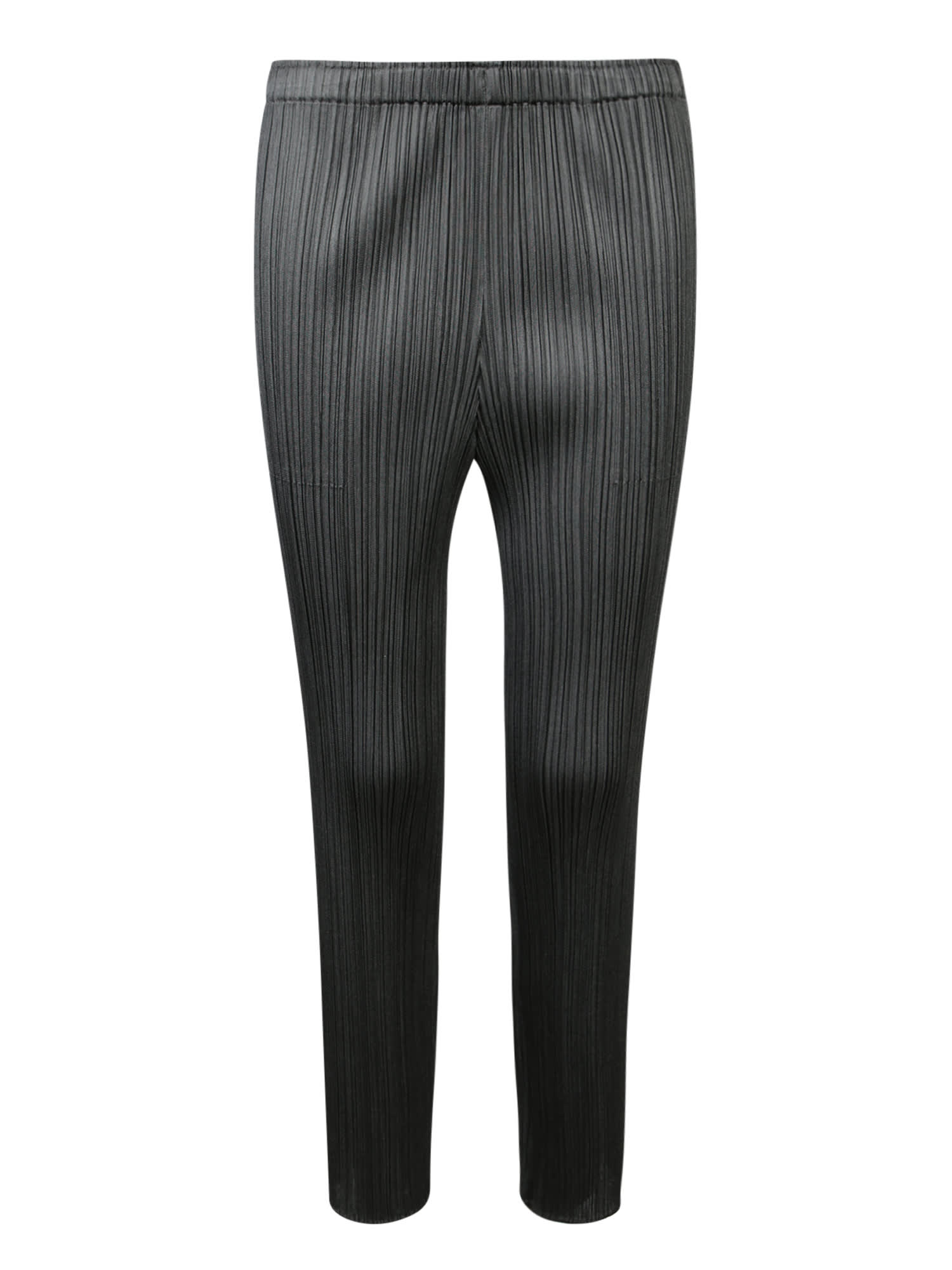 Black Straight Pleats Pants