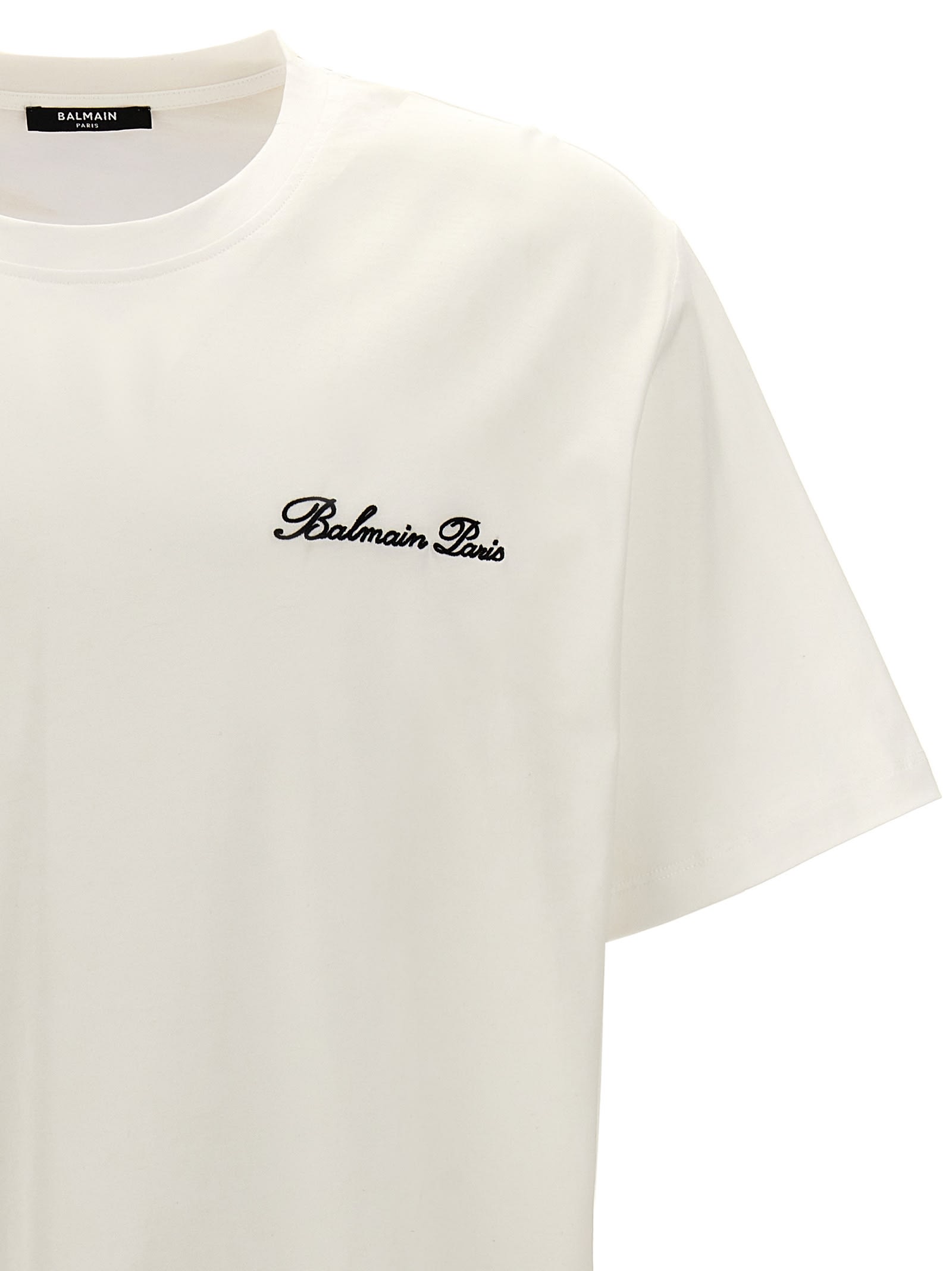 Shop Balmain Signature T-shirt In White/black