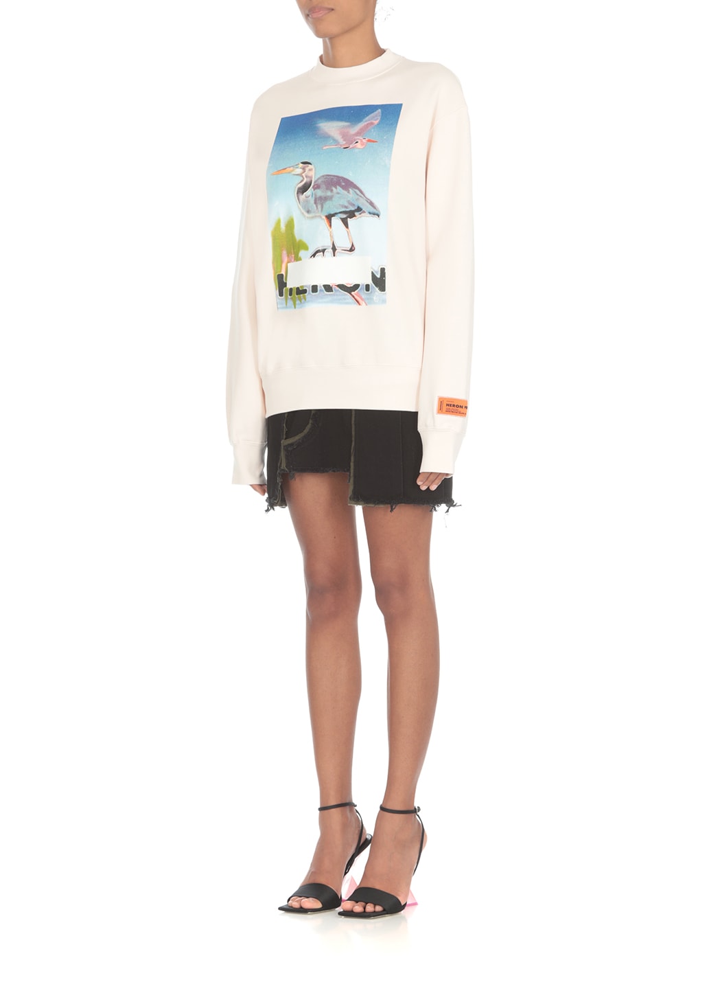 Heron Preston Front Print Oversize Cotton Sweatshirt In Pink