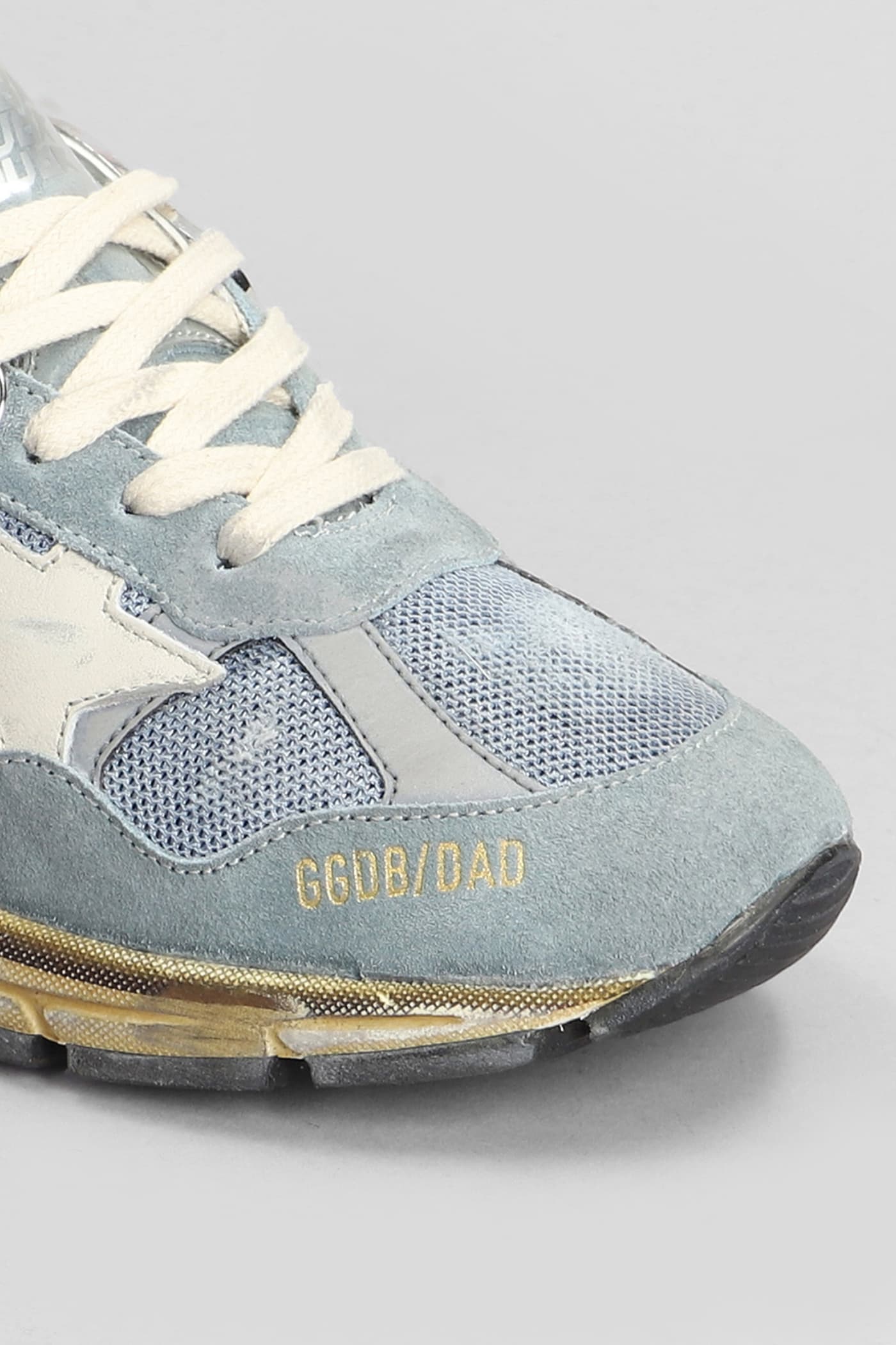 Shop Golden Goose Running Sneakers In Cyan Suede And Fabric