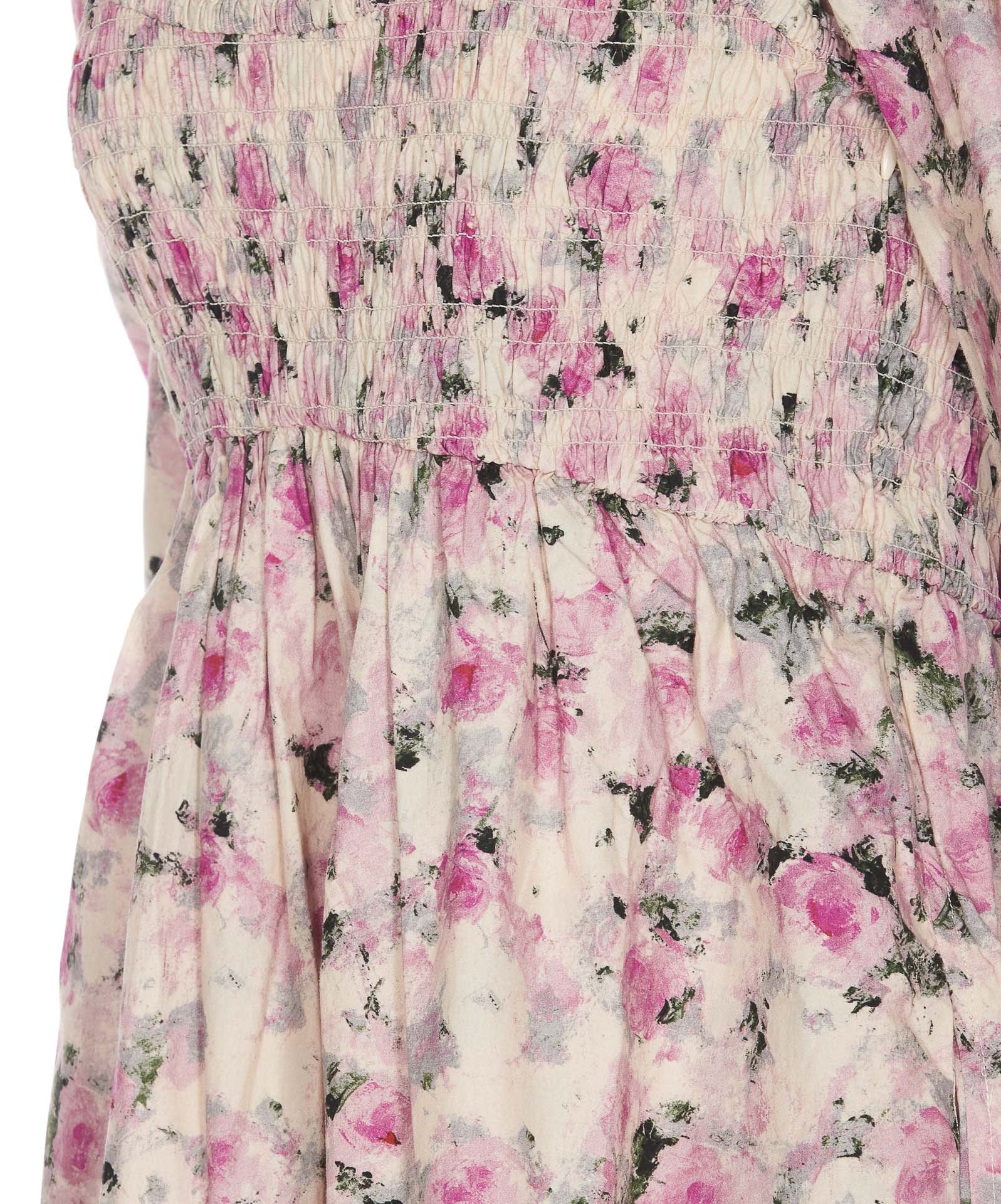 Shop Ganni Floral Print Dress In Neutro