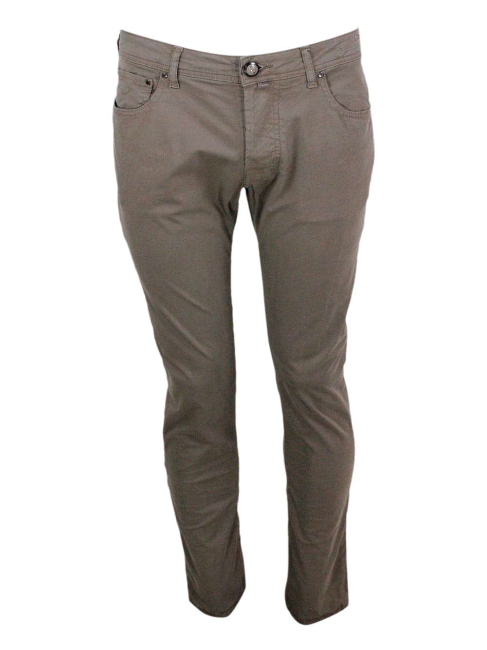 Jacob Cohen Bard J688 Luxury Edition Trousers In Soft Stretch Cotton With 5 Pockets With Closure Buttons And Lac In Taupe