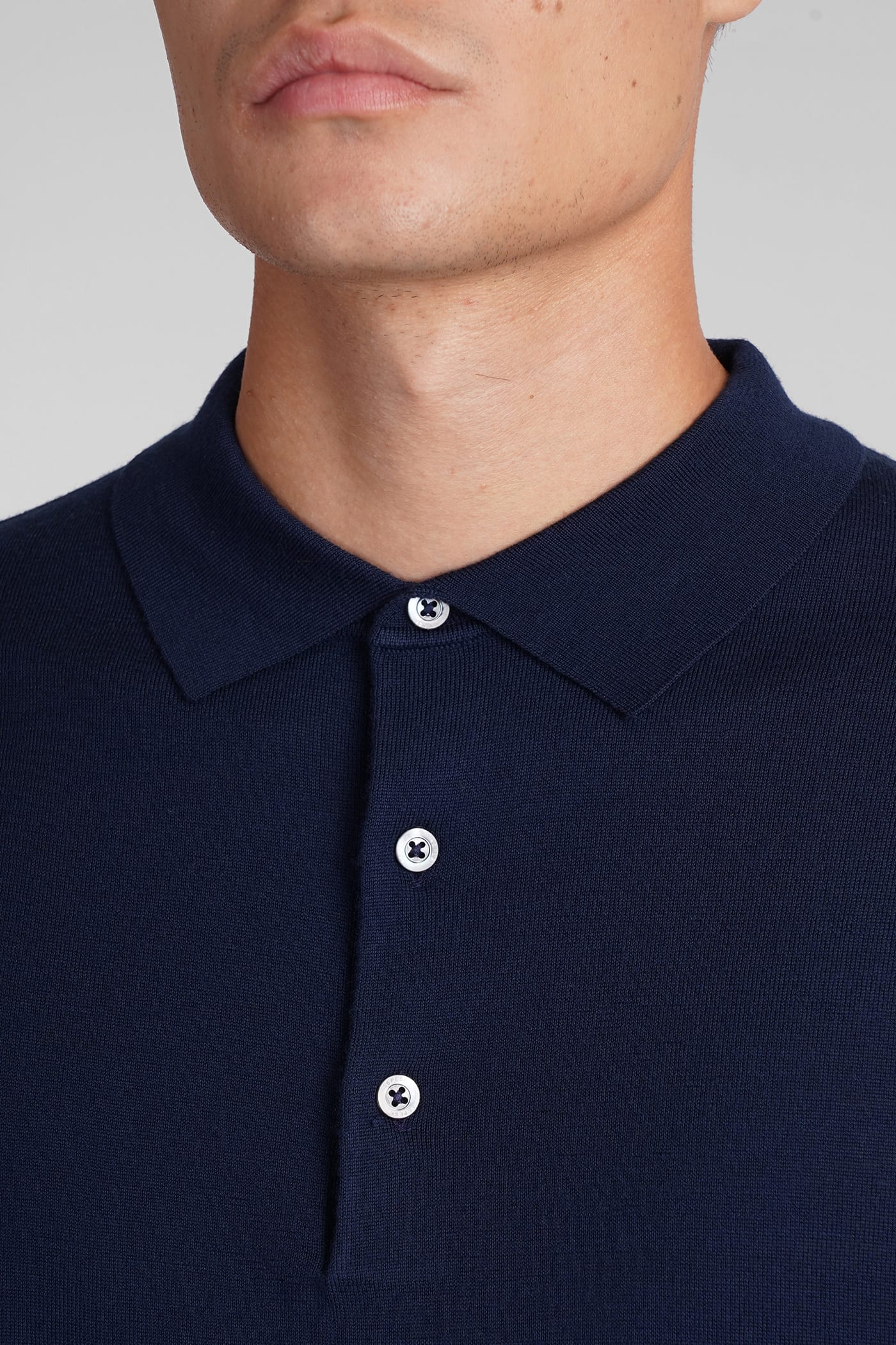 Shop Aspesi M197 Polo In Blue Wool