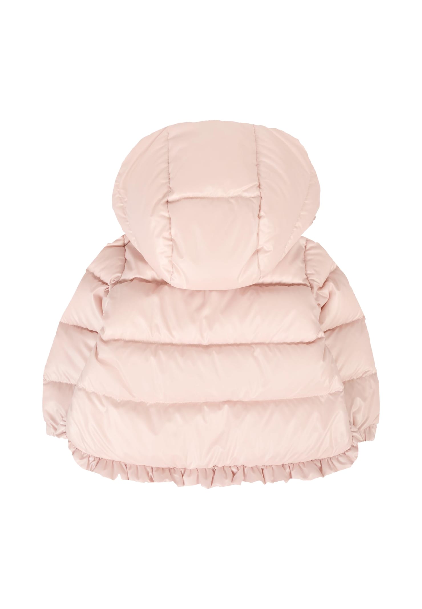 Moncler Pink Down Jacket For Baby Girl With Logo In Pink