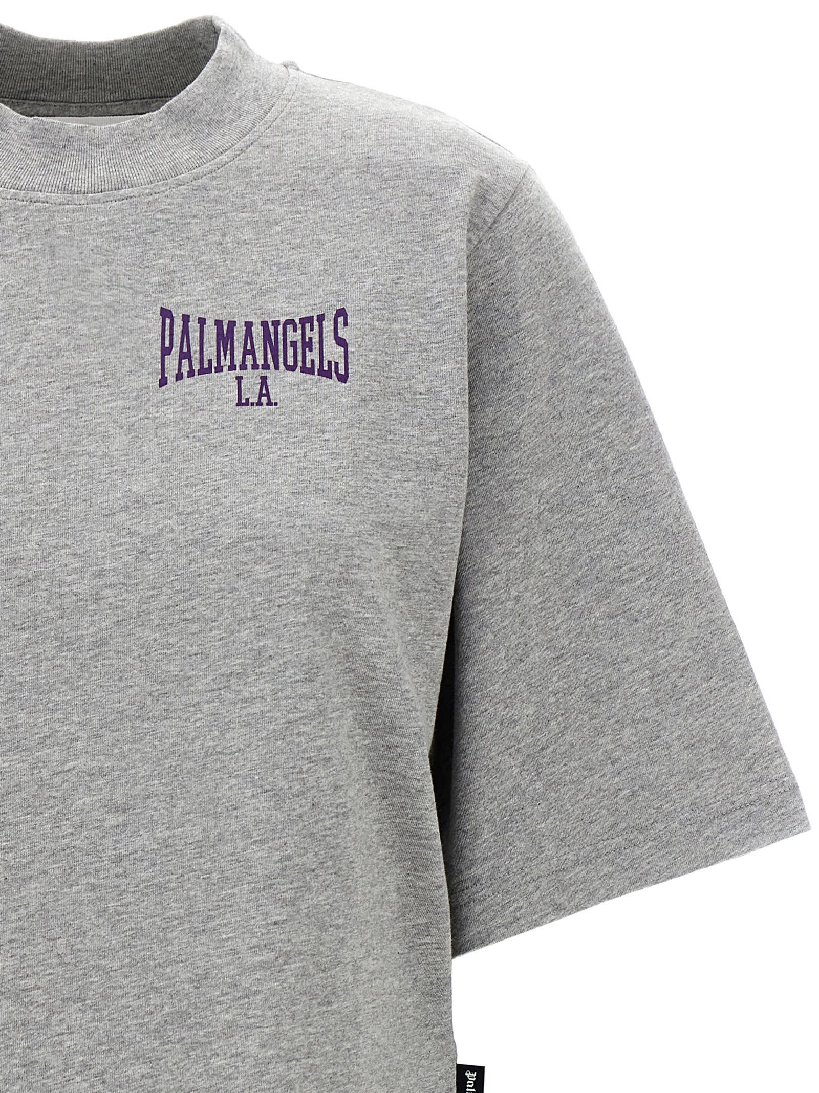 Shop Palm Angels College Cropped T-shirt In Gray