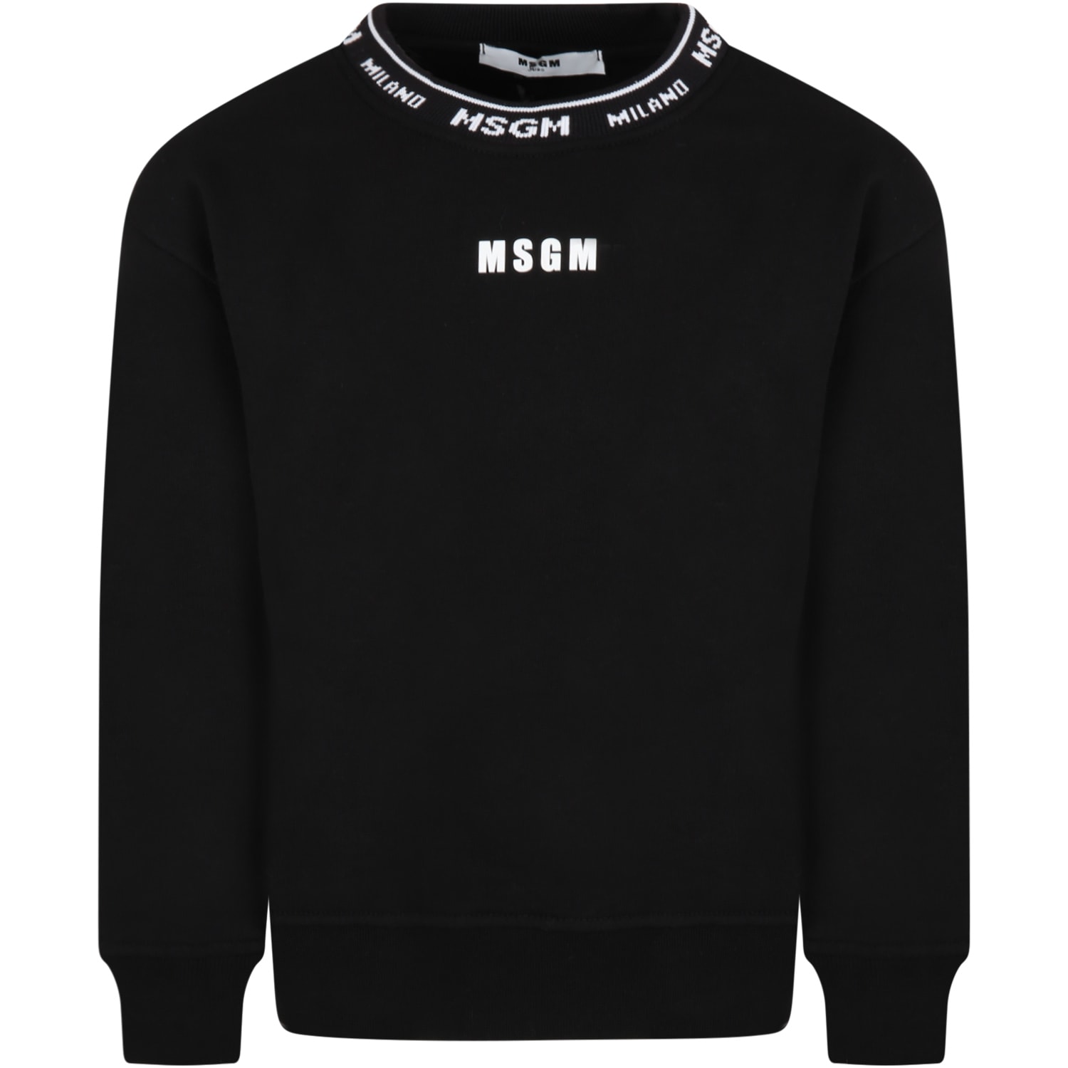 MSGM Black Sweatshirt For Kid With Logos