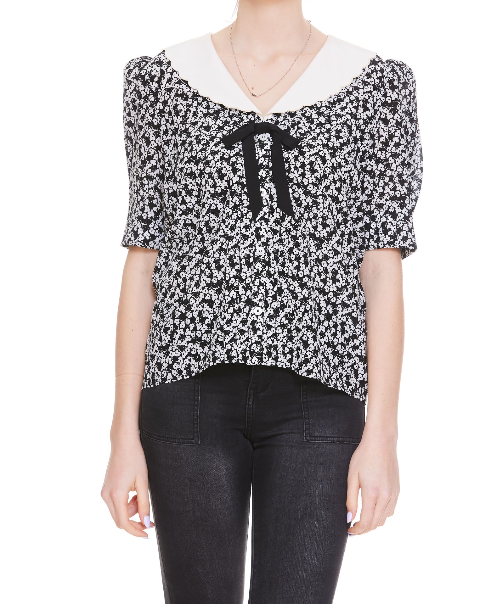 Alessandra Rich Blouse With Flower Print