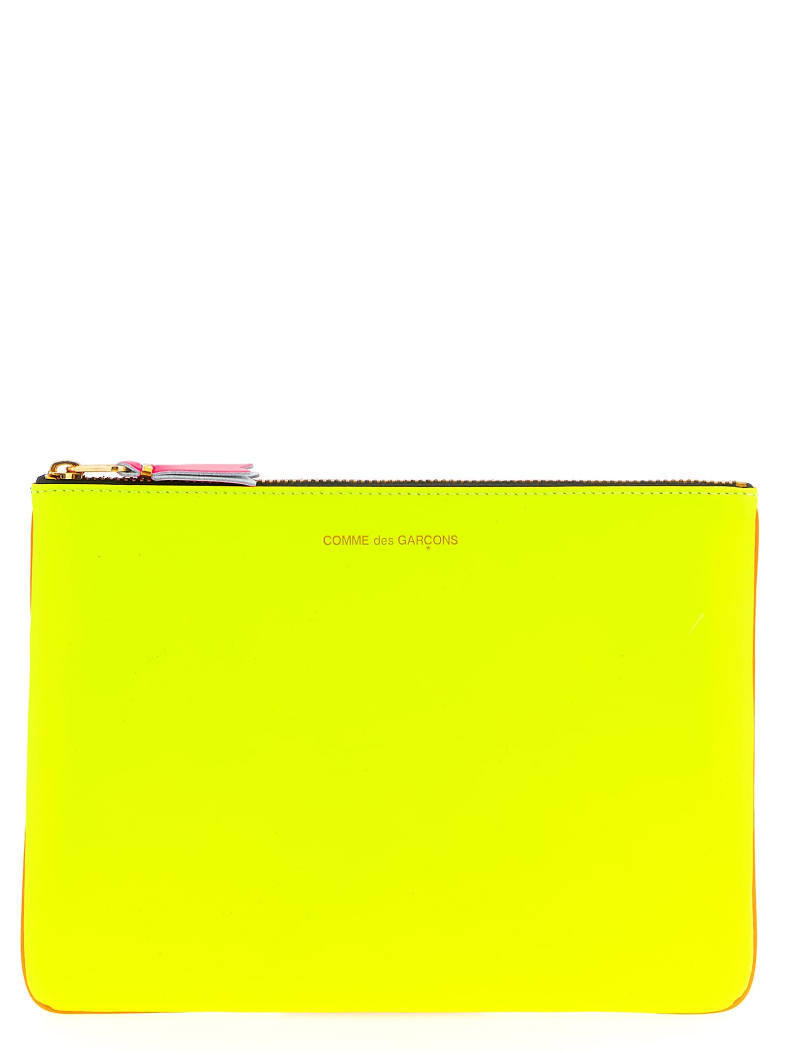 Comme Des Garçons Portafoglio In Pelle Di Capra Giallo Arancio Super Fluo Compatto In Green