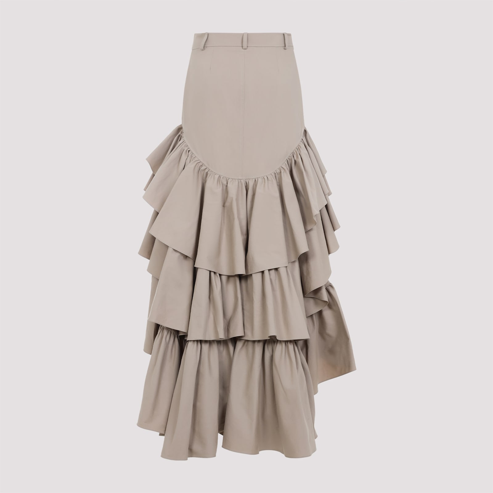 Moschino Skirt With Asymmetrical Ruffled High-low Hem In Beige
