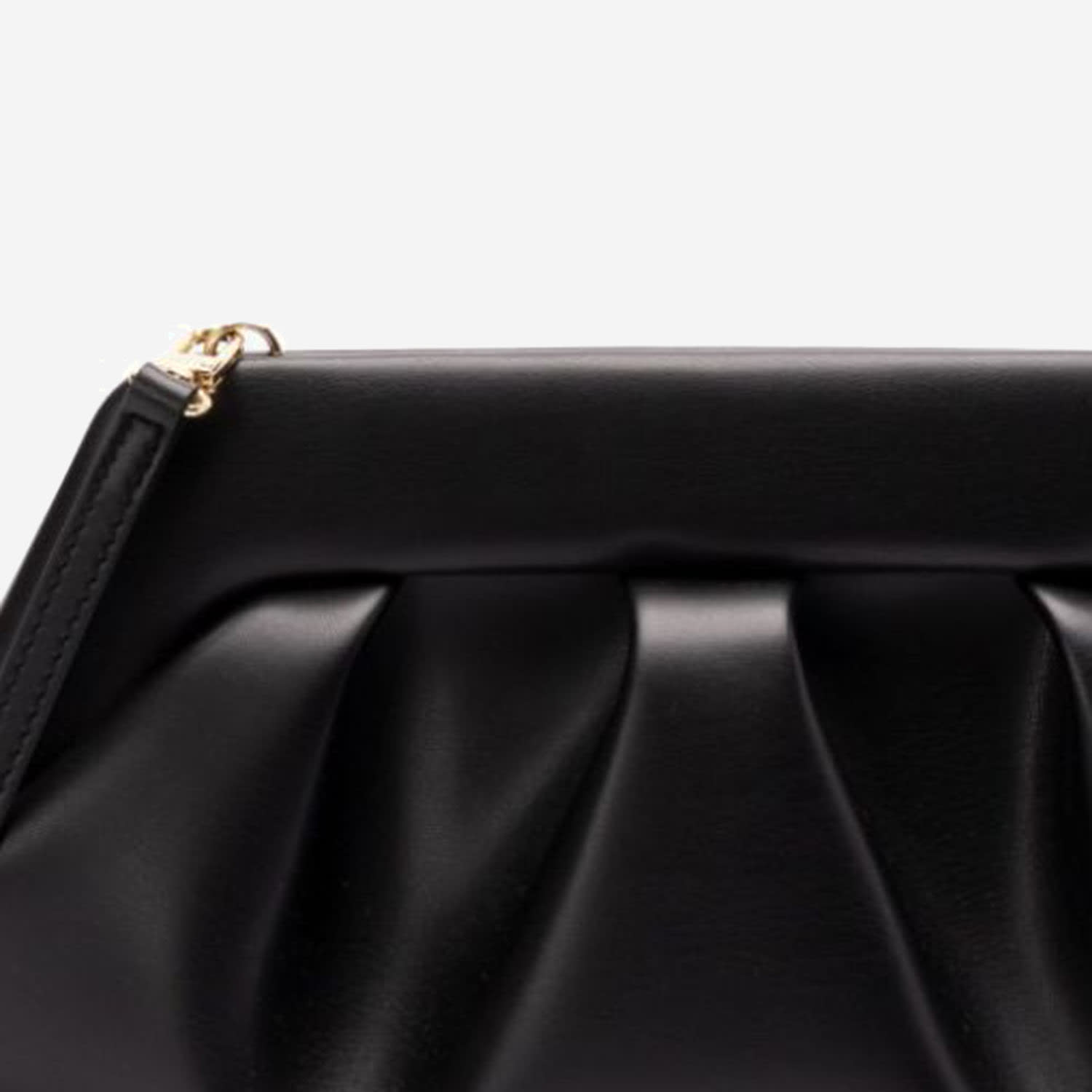 Themoirè Pleated Rectangular Shoulder Bag With Detachable Strap In Black