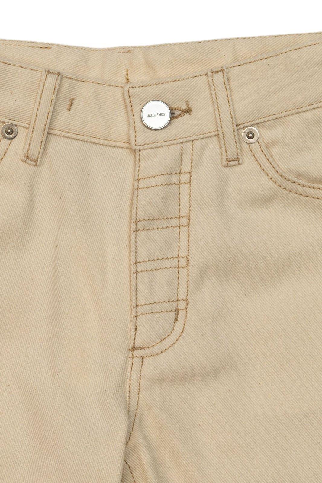 Shop Jacquemus Lenfant Contrast Stitched Shorts In White