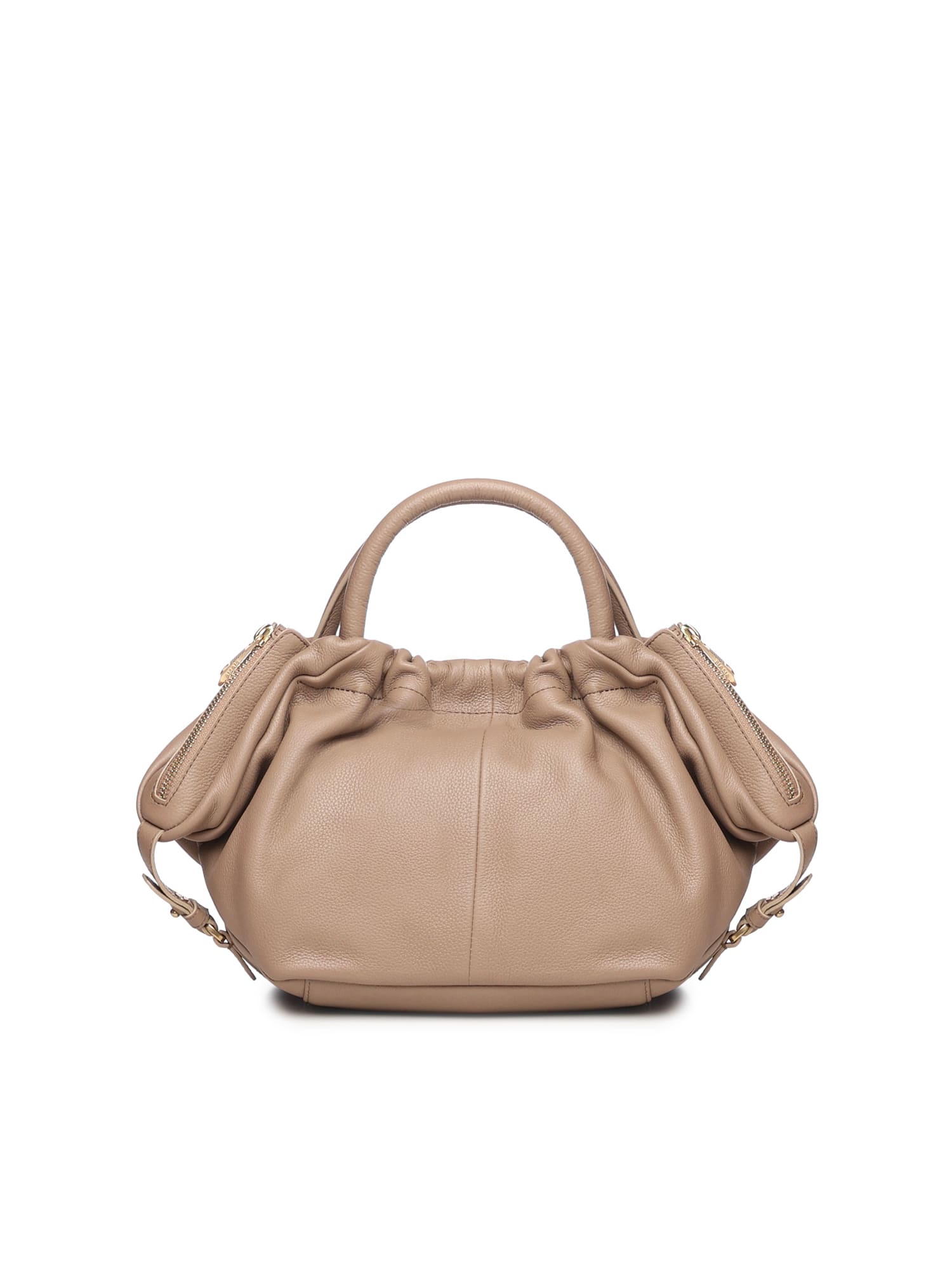 Biasia Gathered Leather Tote Bag In Brown