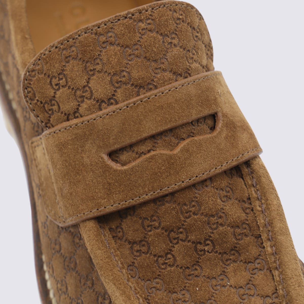 Gucci Tobacco Leather Loafers In Brown